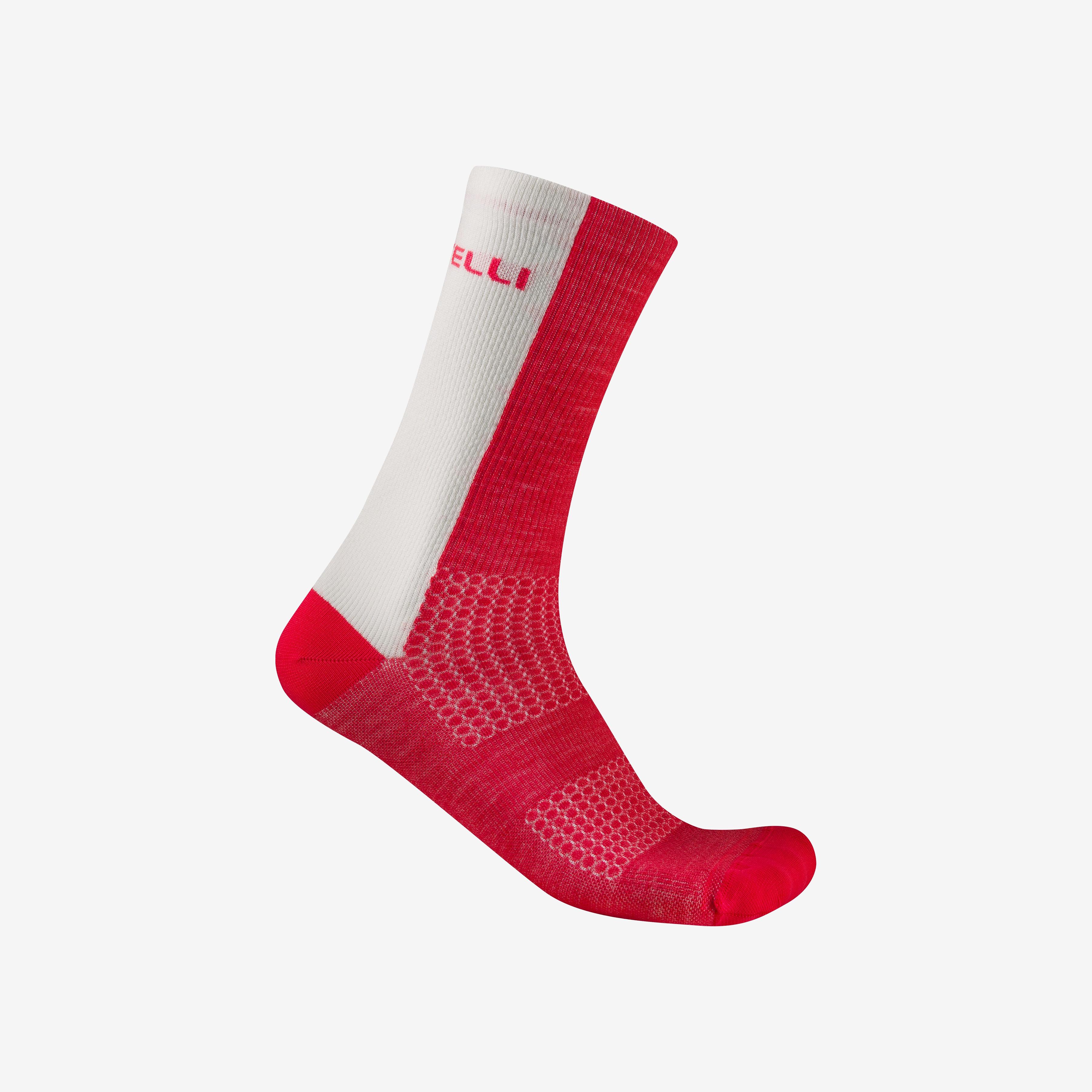Castelli logo 18 merino sock - red/white - castelli