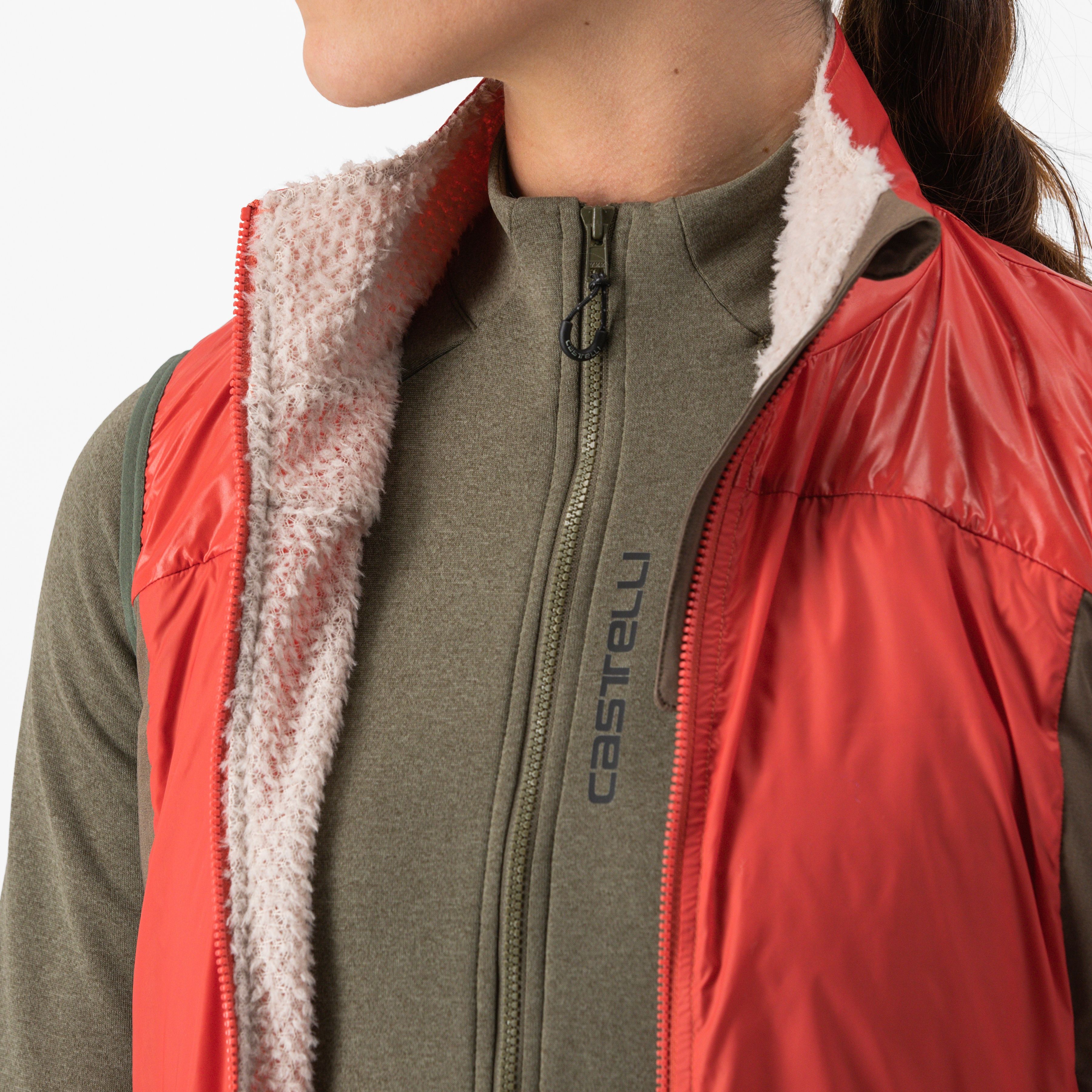 Unlimited w puffy vest - mineral red/silver gray - castelli