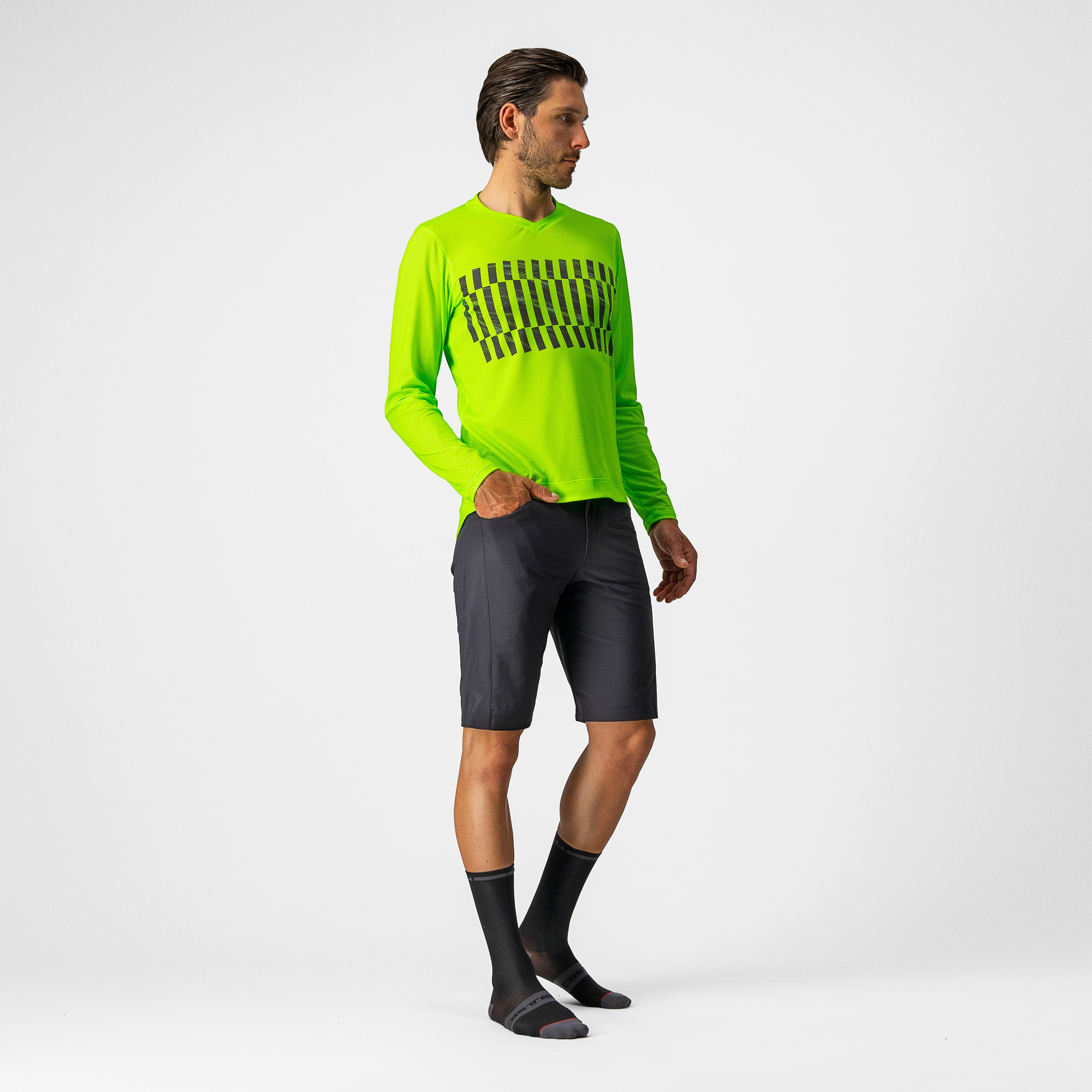 Trail tech longsleeve tee - electric lime/dark lime - castelli