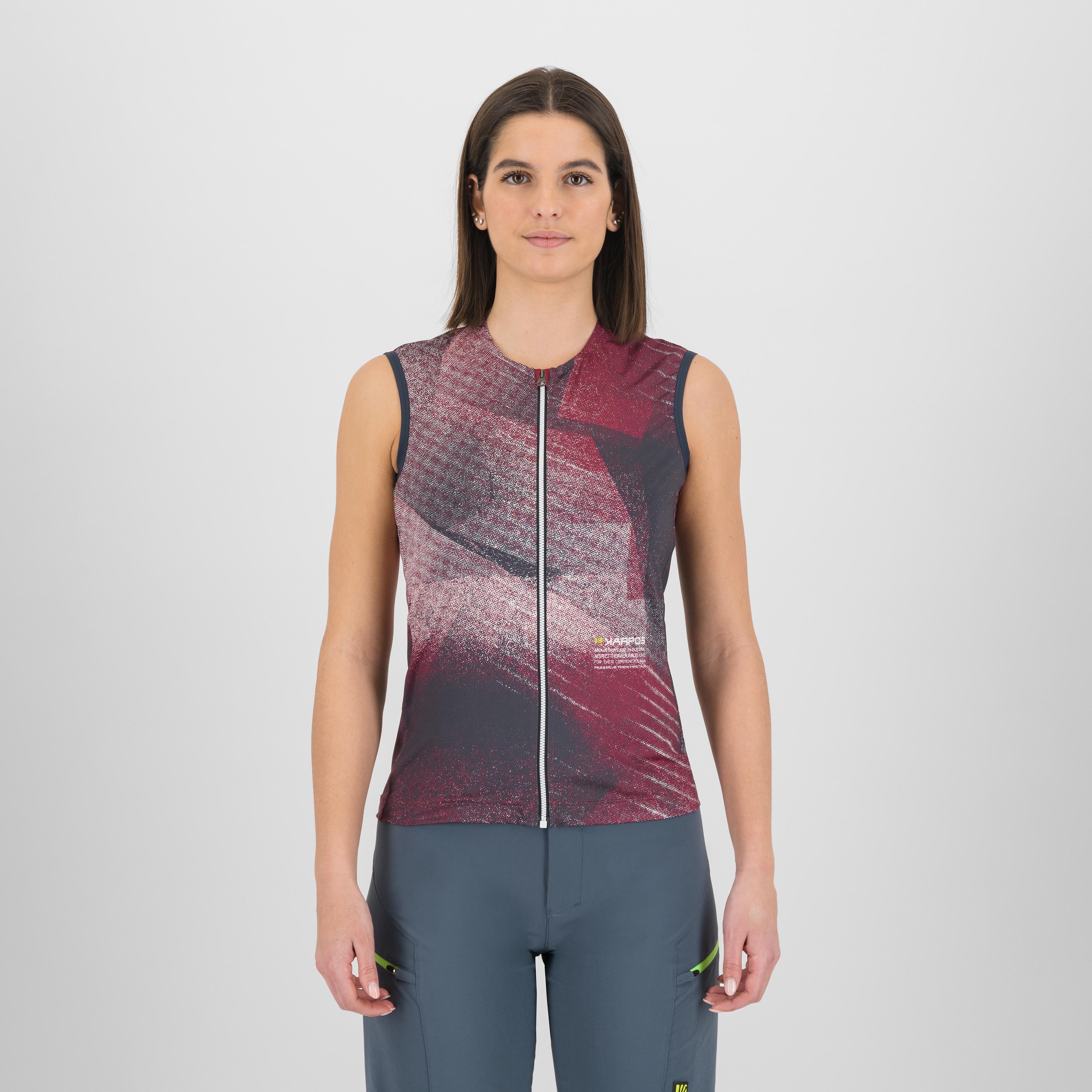Sarca w full zip sleeveless - beet red/pristine - karpos