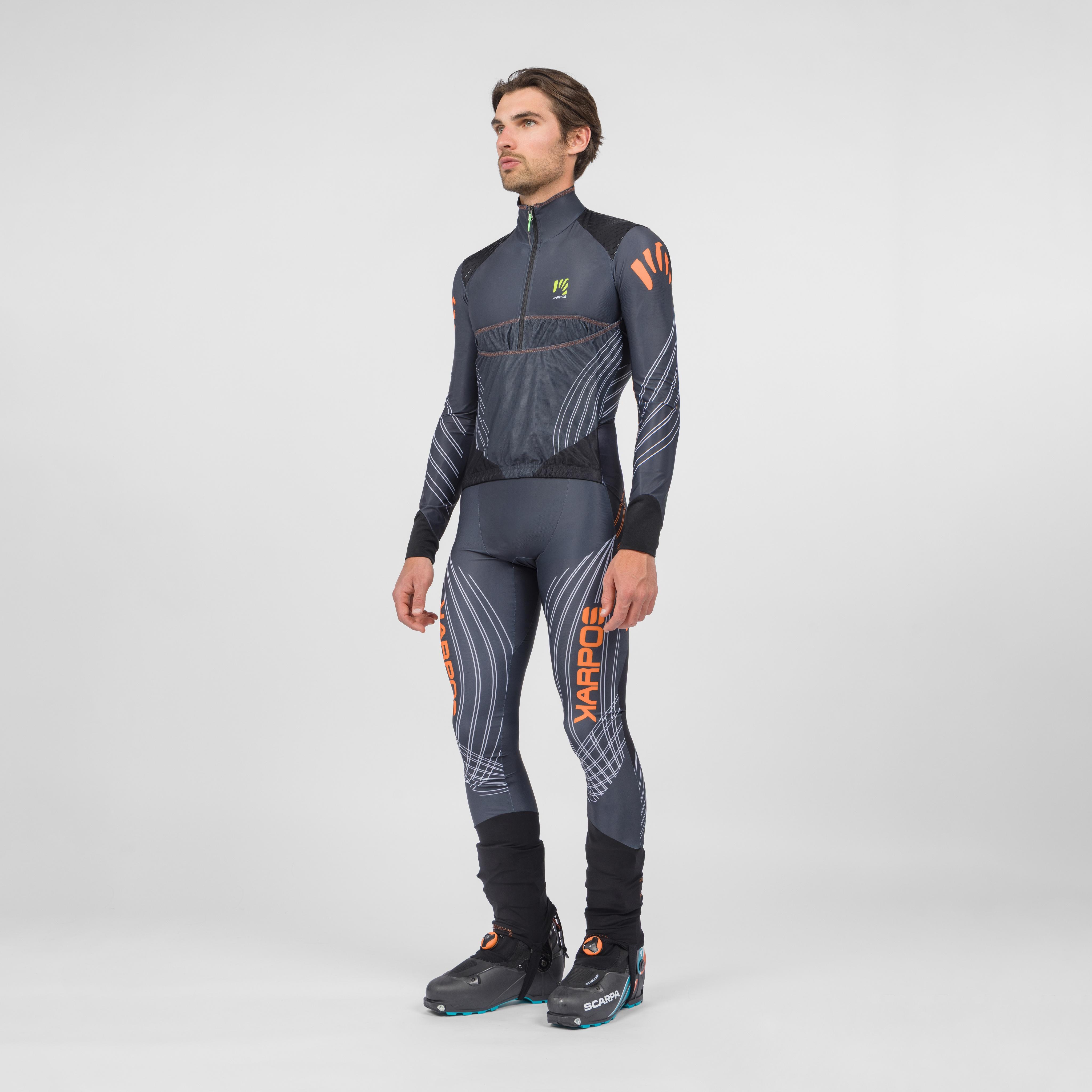 Mixed relay suit - woodl.gray/vibr.orange - karpos