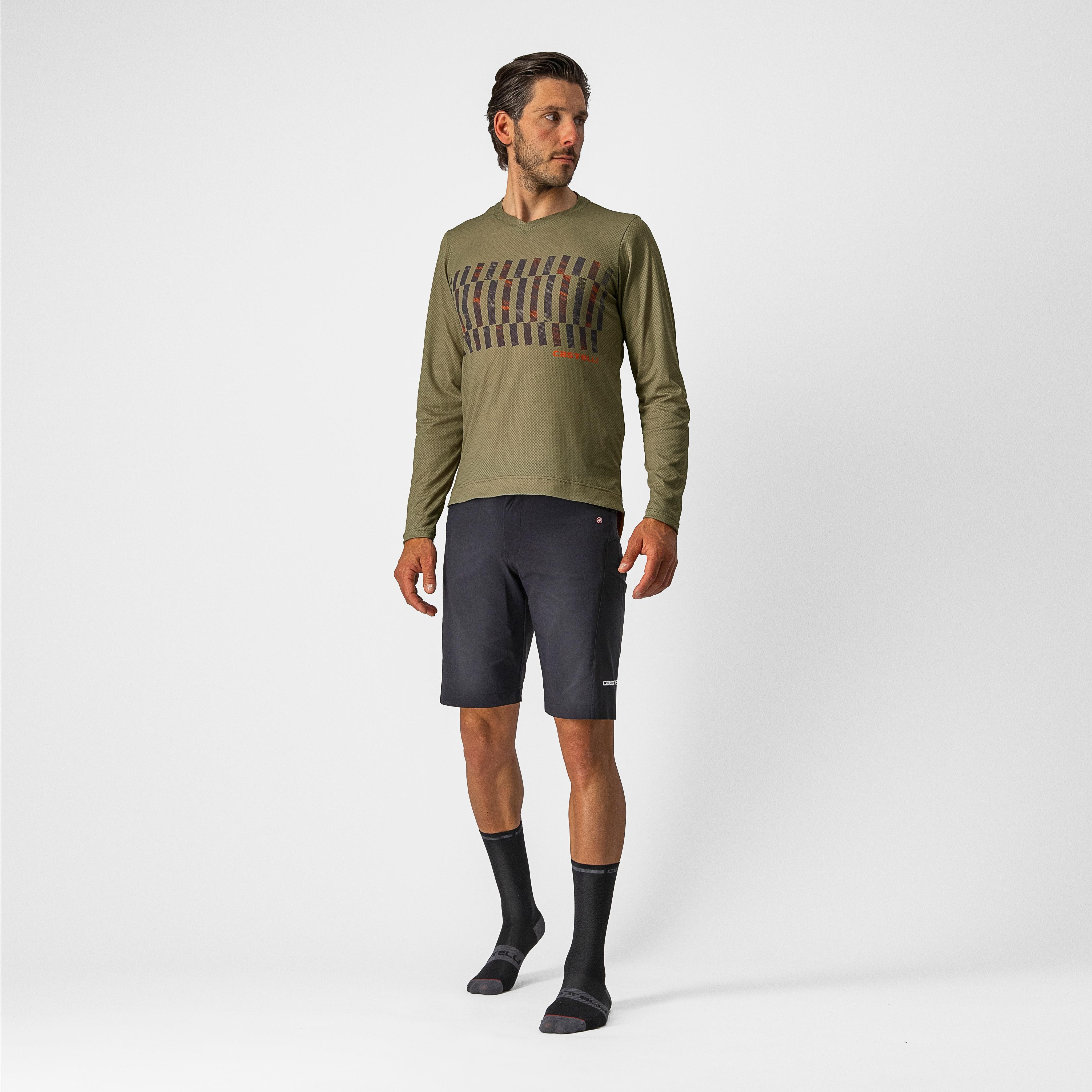 Trail tech longsleeve tee - olive green/dark gray-orange r - castelli