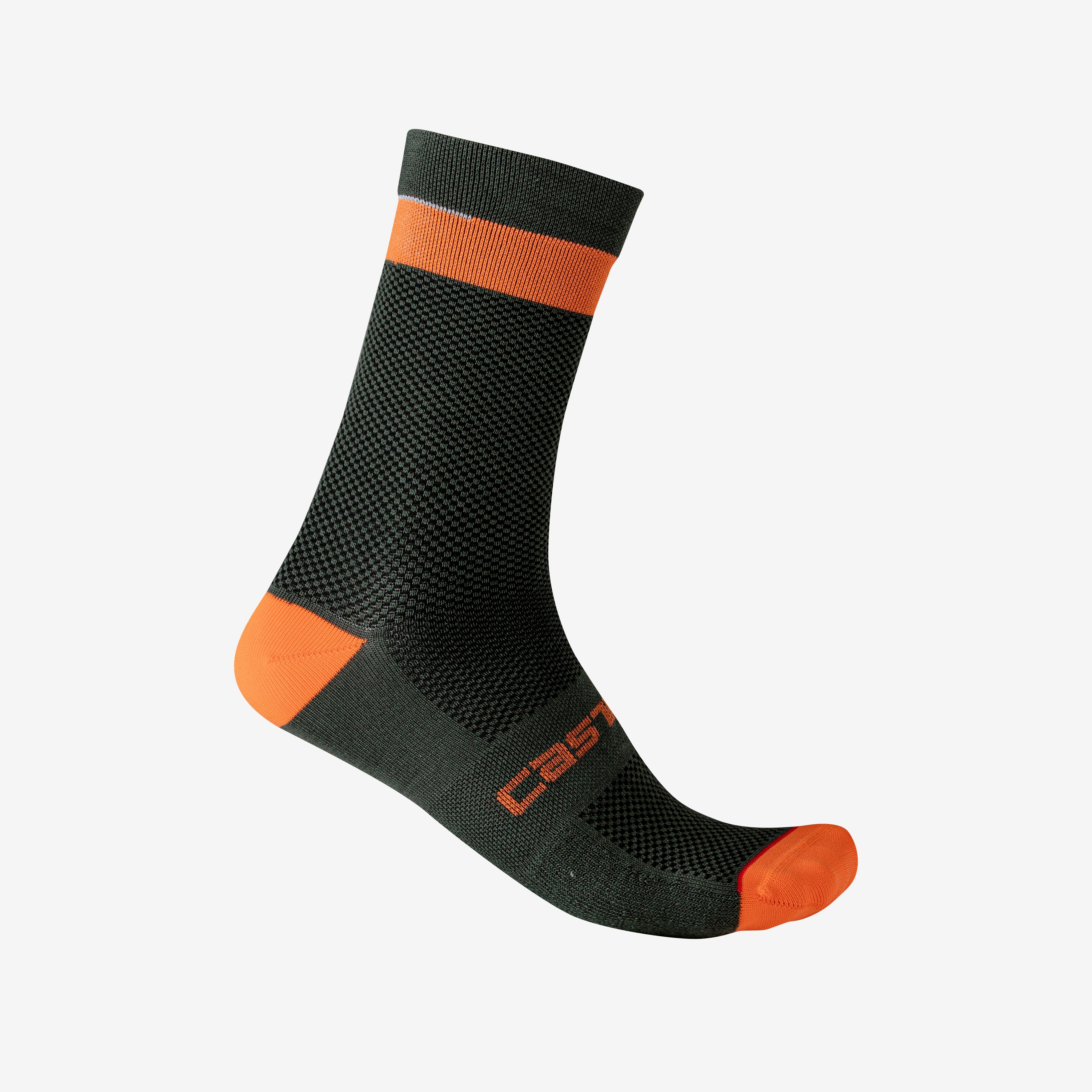 Alpha 18 sock - military green/fiery red - castelli