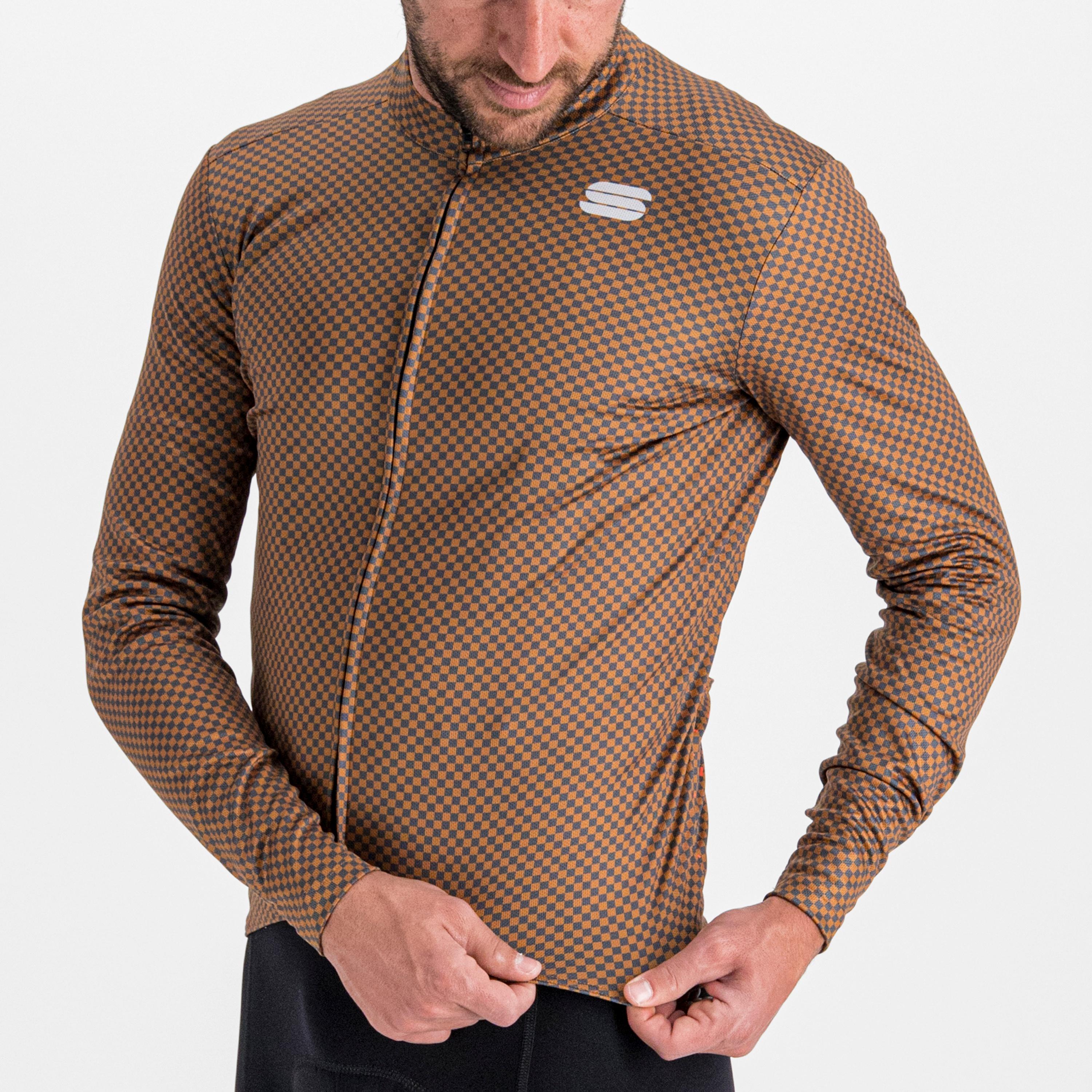 Checkmate thermal jersey - leather anthracite pompelmo - sportful