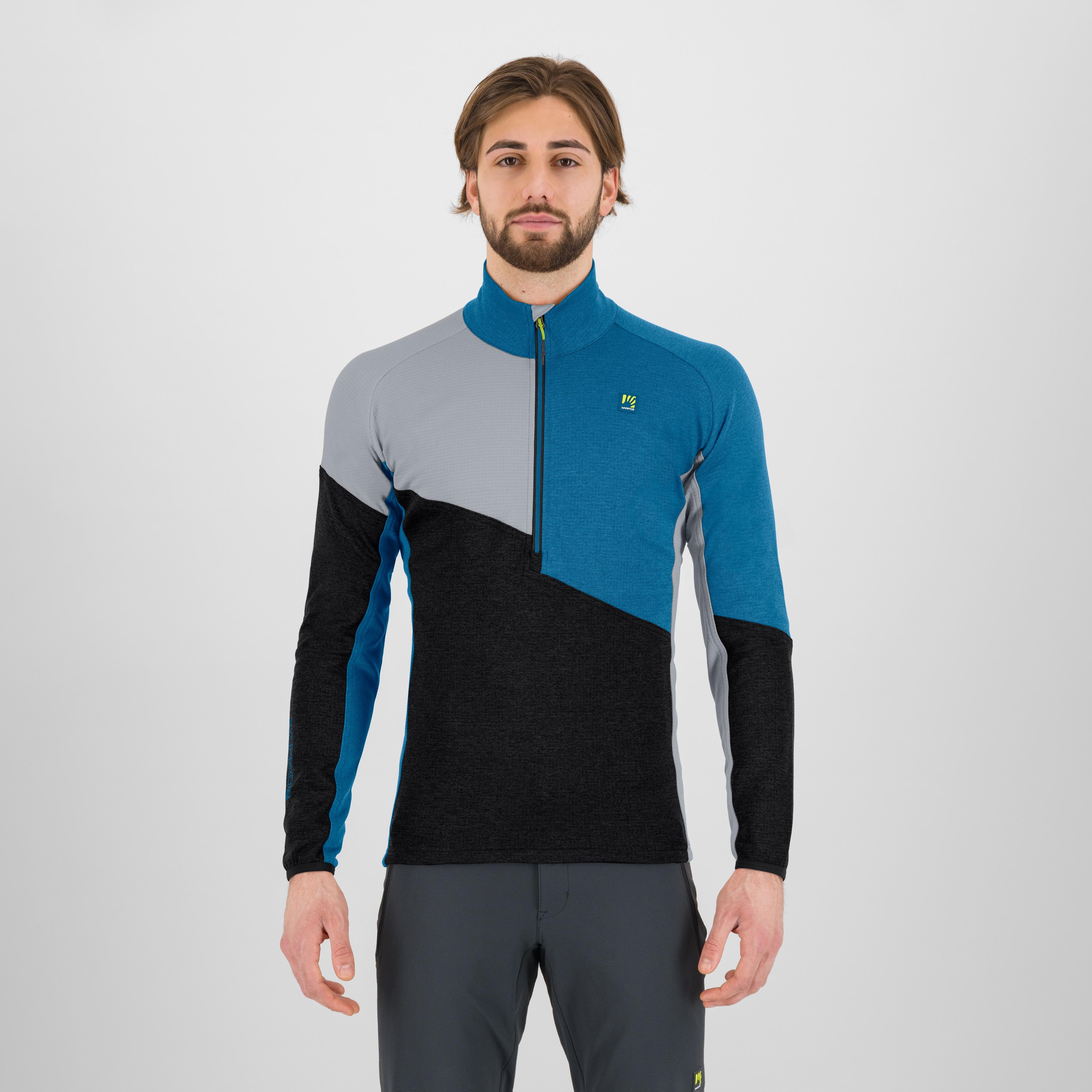 Federa half-zip fleece - black/deep water/micro chip - karpos