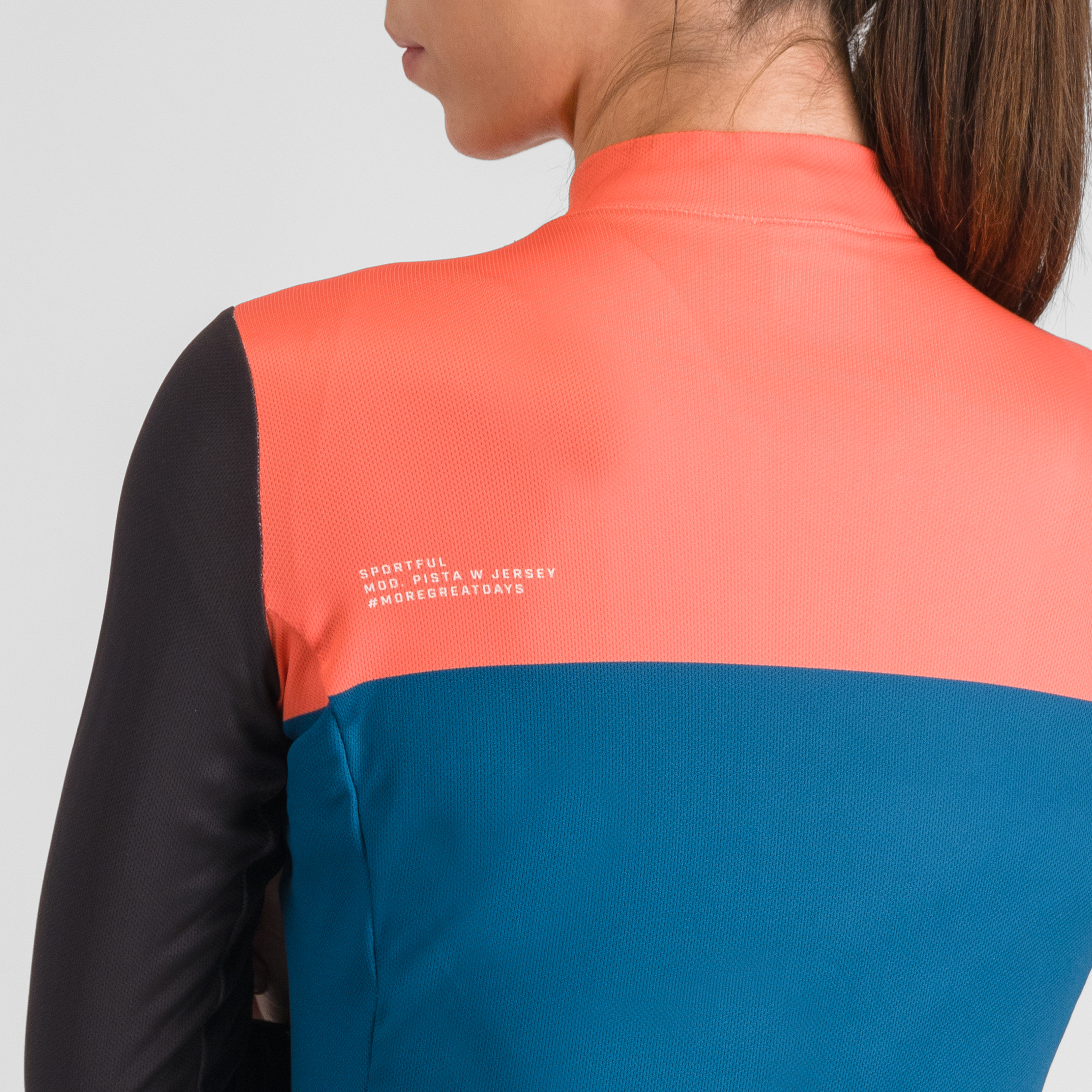 Pista w thermal jersey - teal blu corallo black cedar - sportful