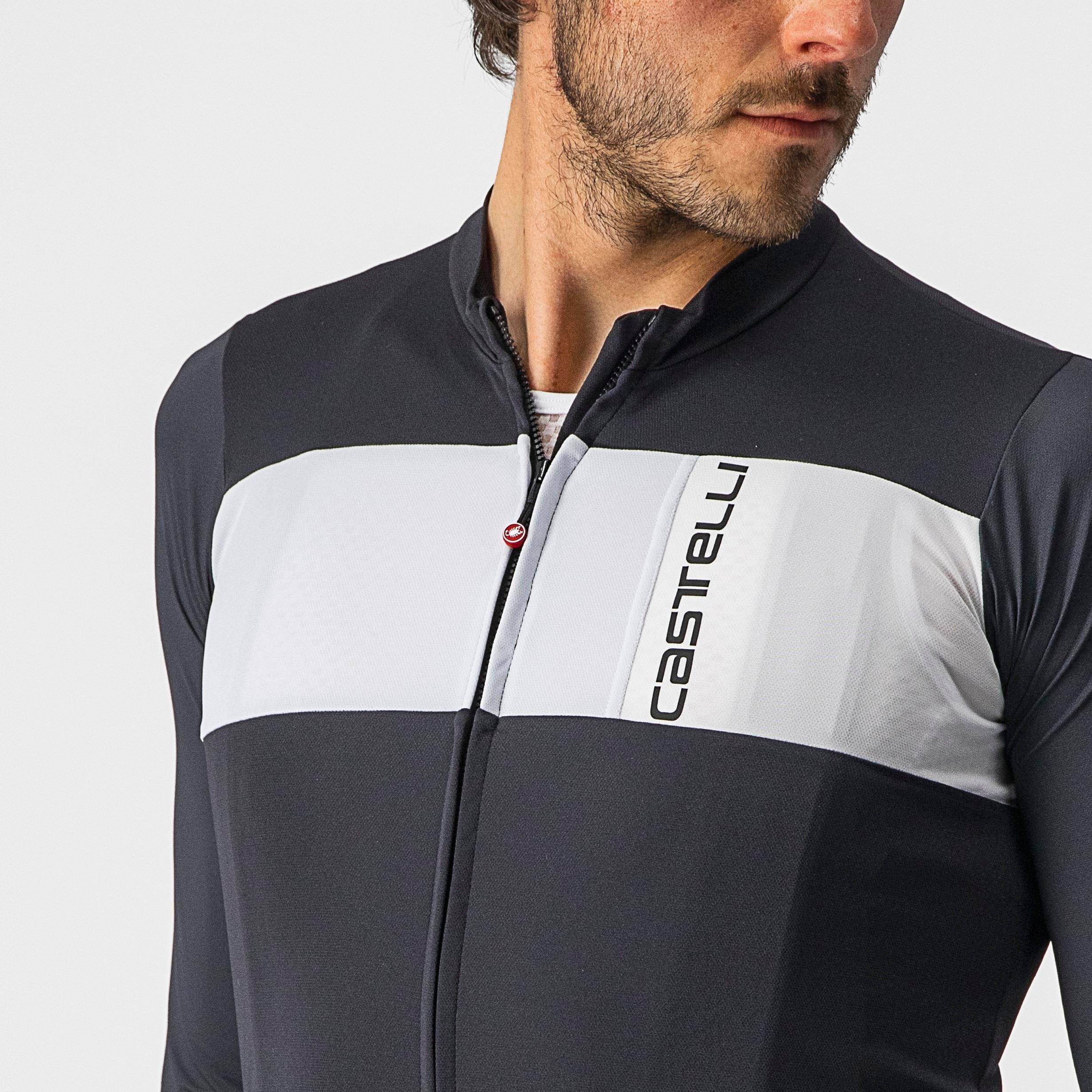 Prologo 7 long sleeve jersey - light black/silver gray-ivory - castelli