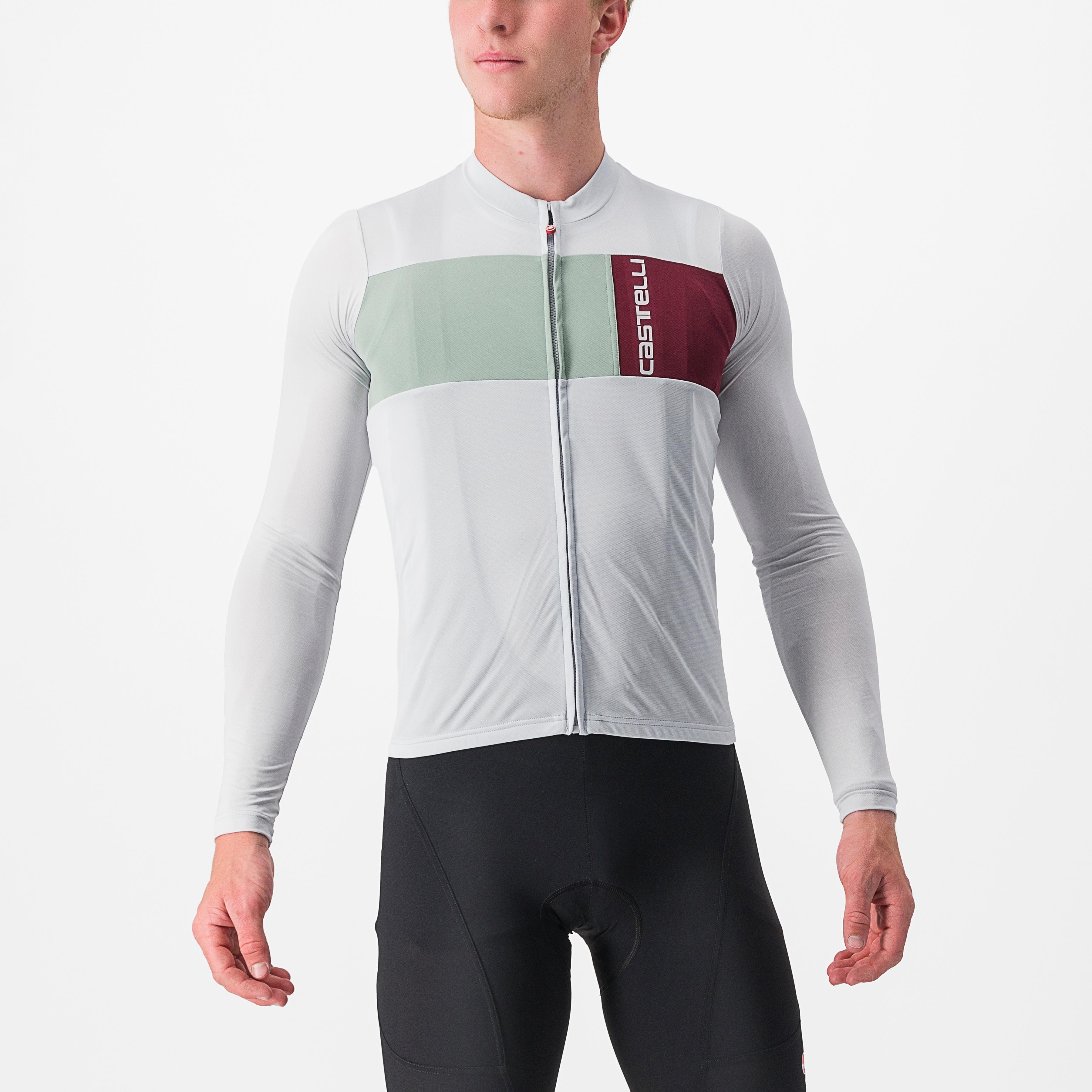 Prologo 7 long sleeve jersey - silver gray/defender green-bor - castelli