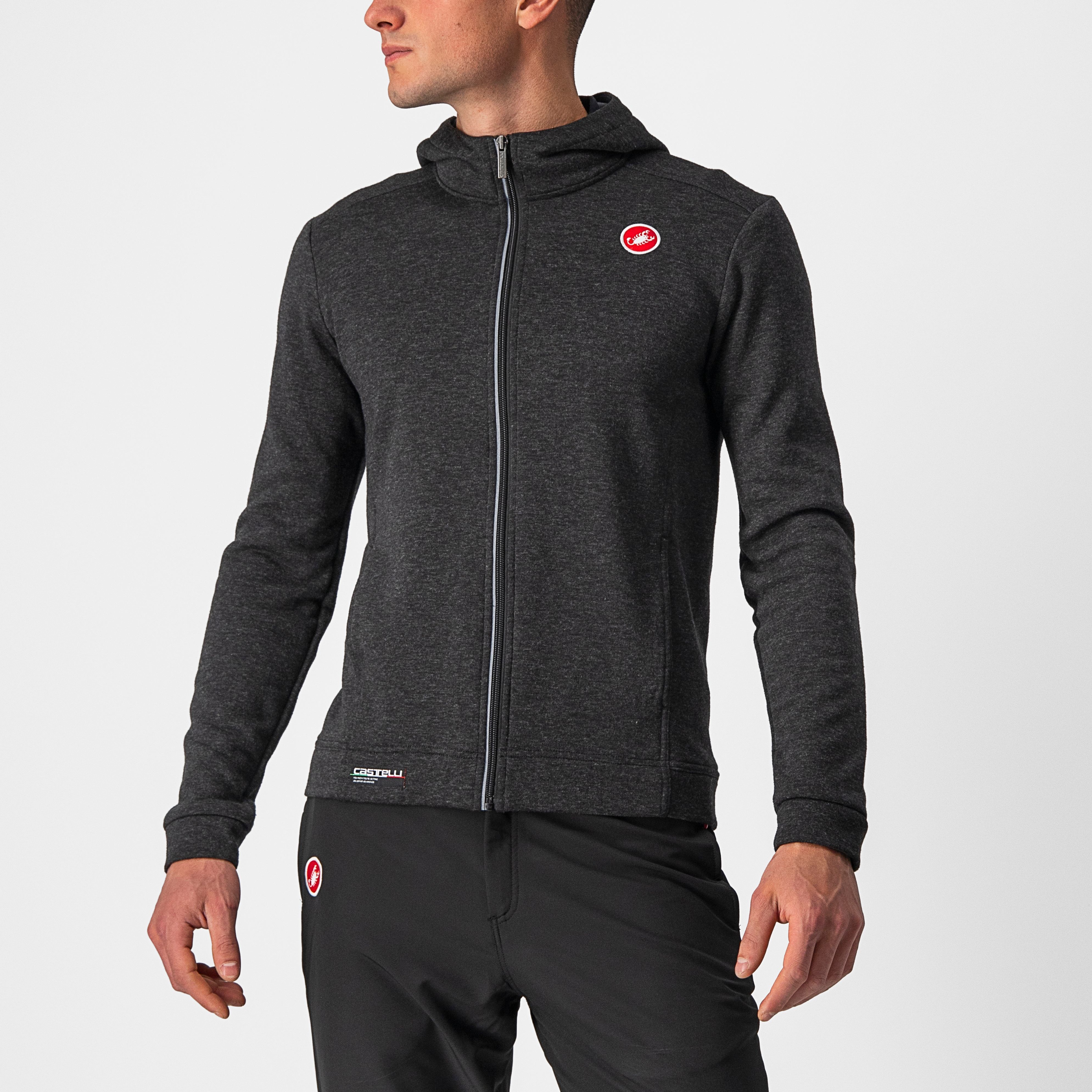 Milano full zip fleece - melange light black - castelli