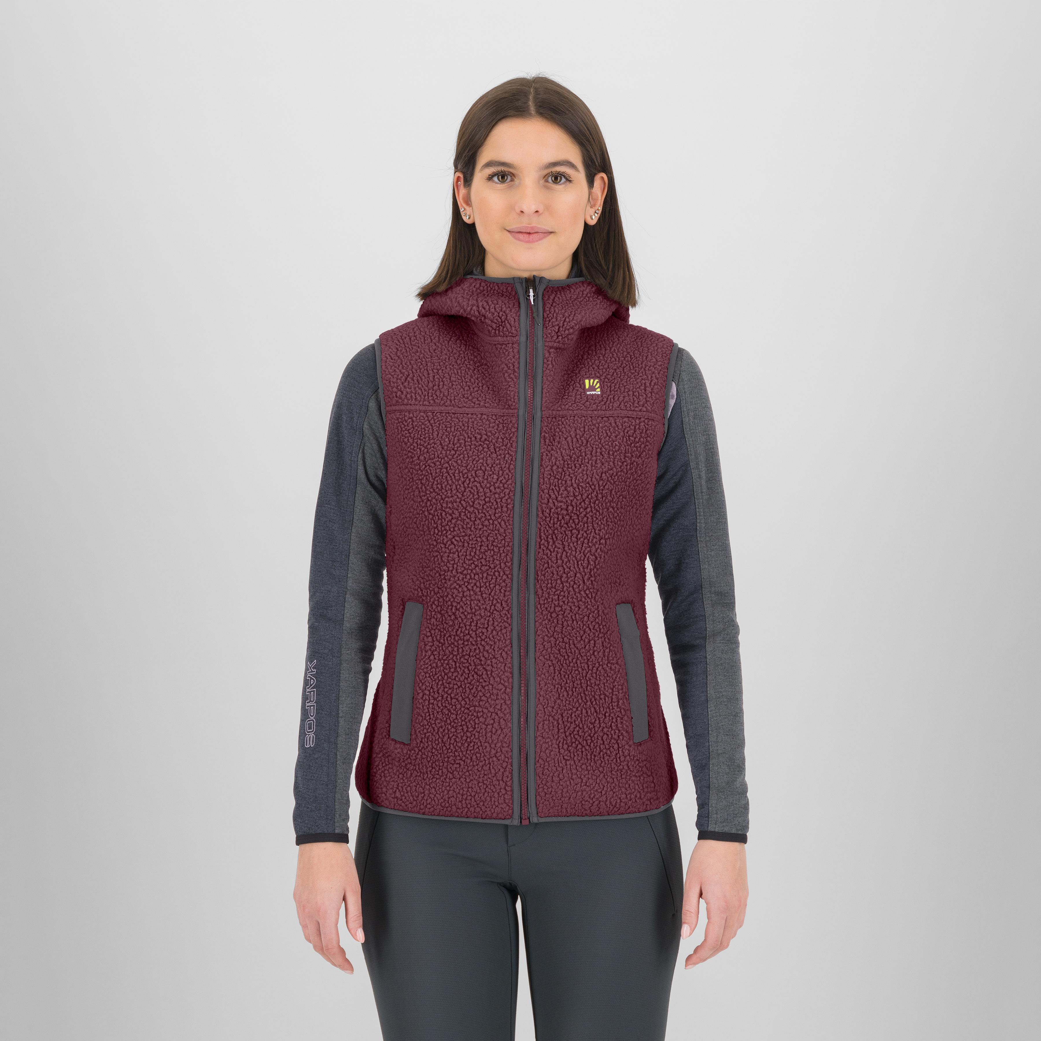 Moiazza retro hoodie w vest - crimson/smoked - karpos