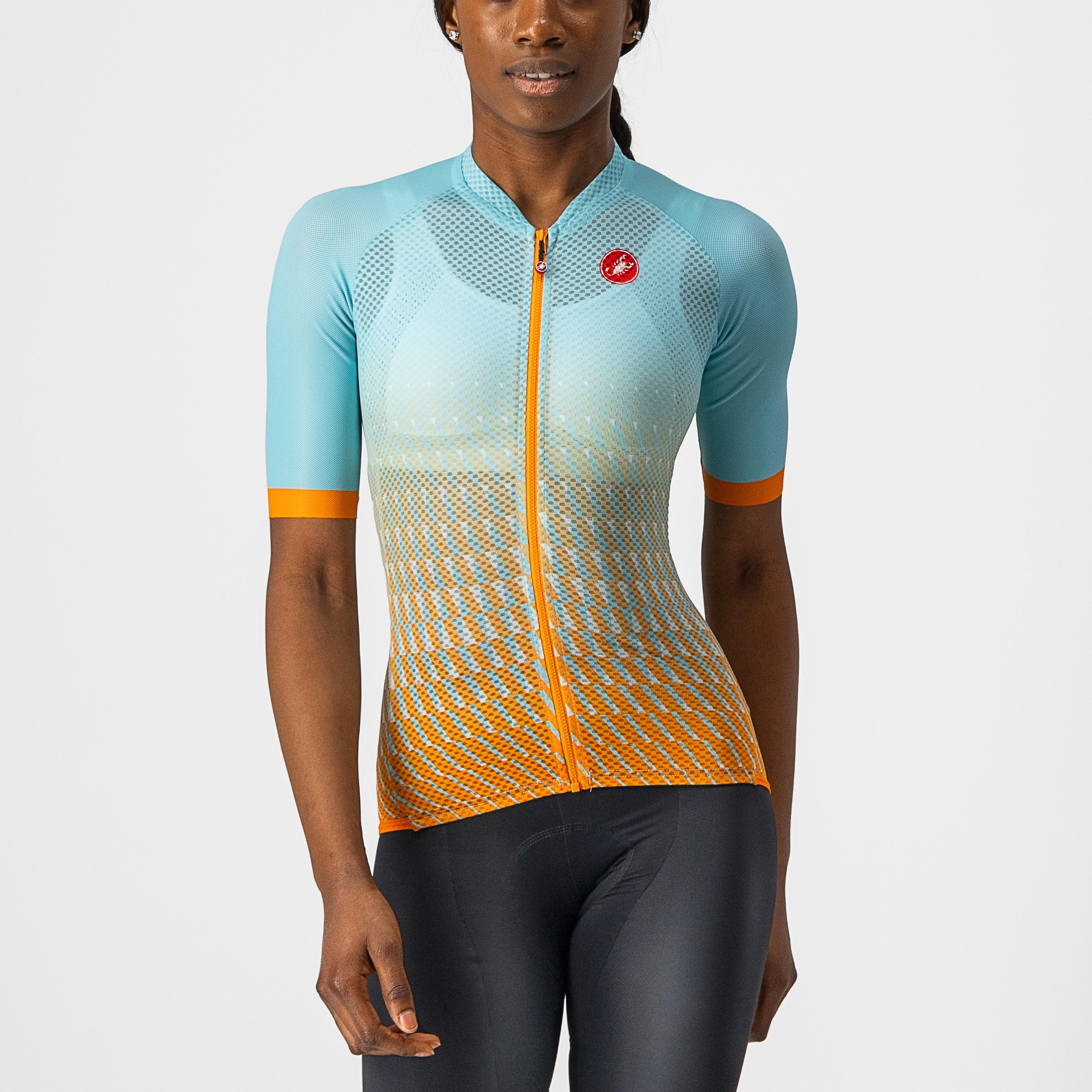 Climber's 2,0 w jersey - sky light/light acqua-pop oran - castelli