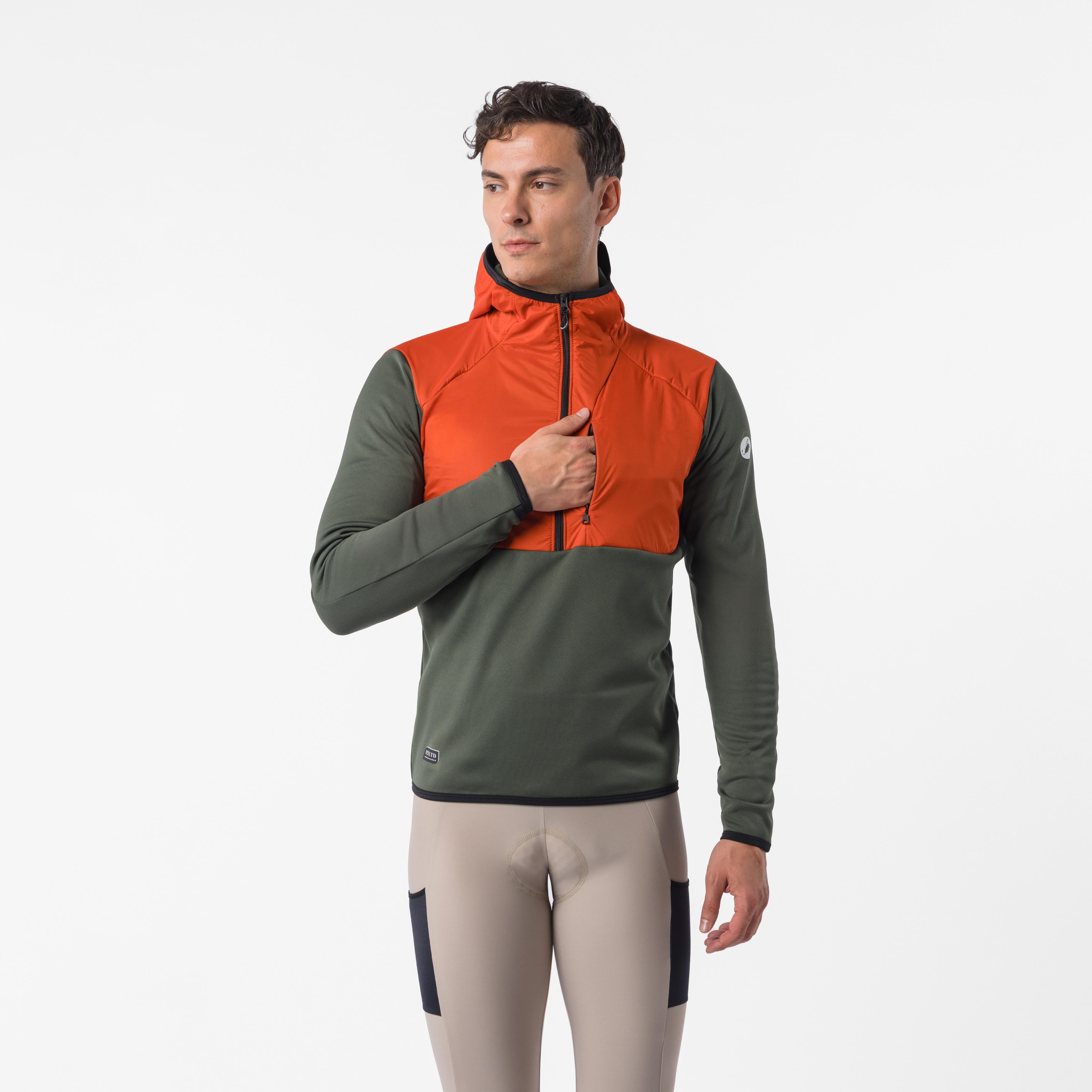 Unltd roam hoodie - military green/burnt orange - castelli