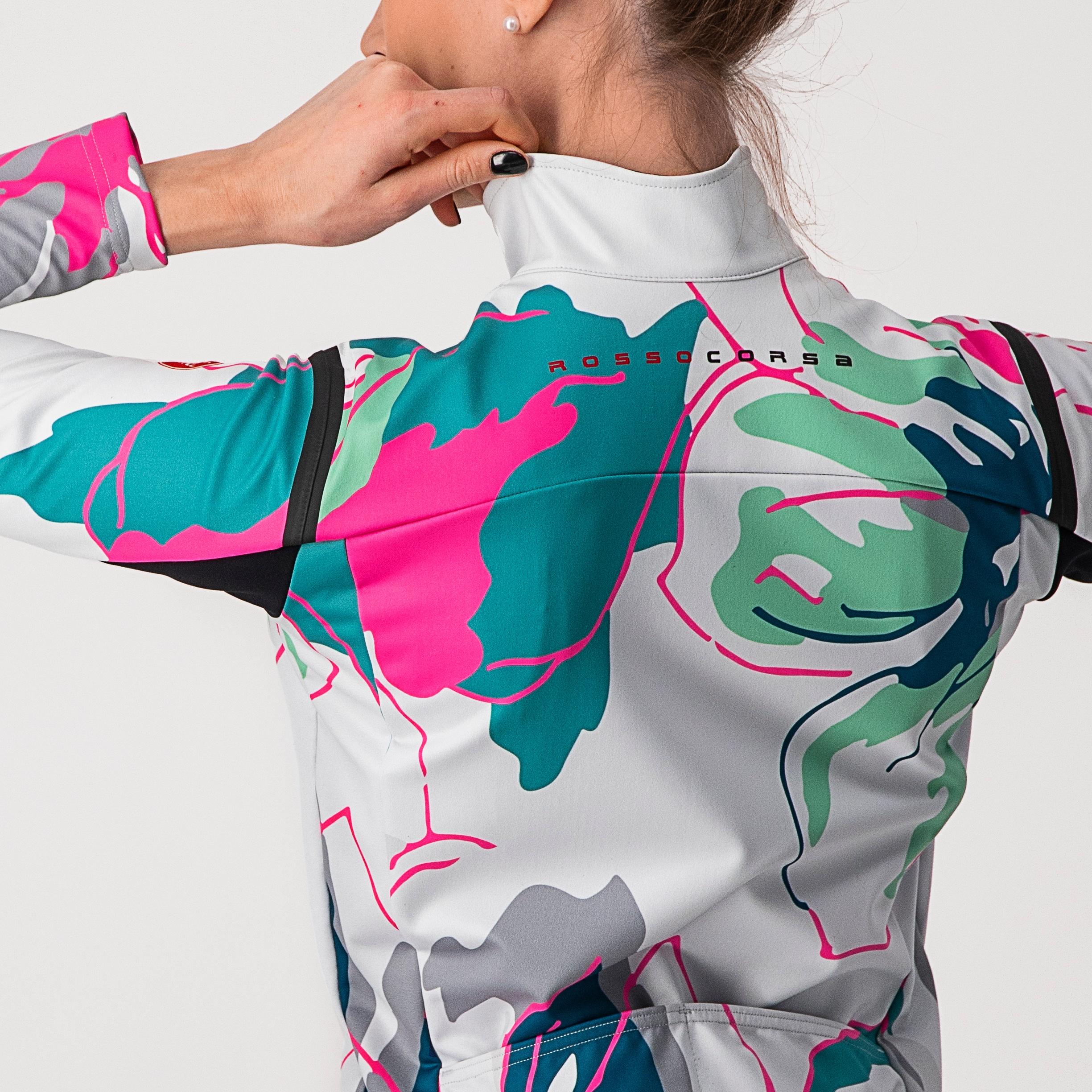 Perfetto ros w long sleeve - silver gray/teal blue-flowers - castelli
