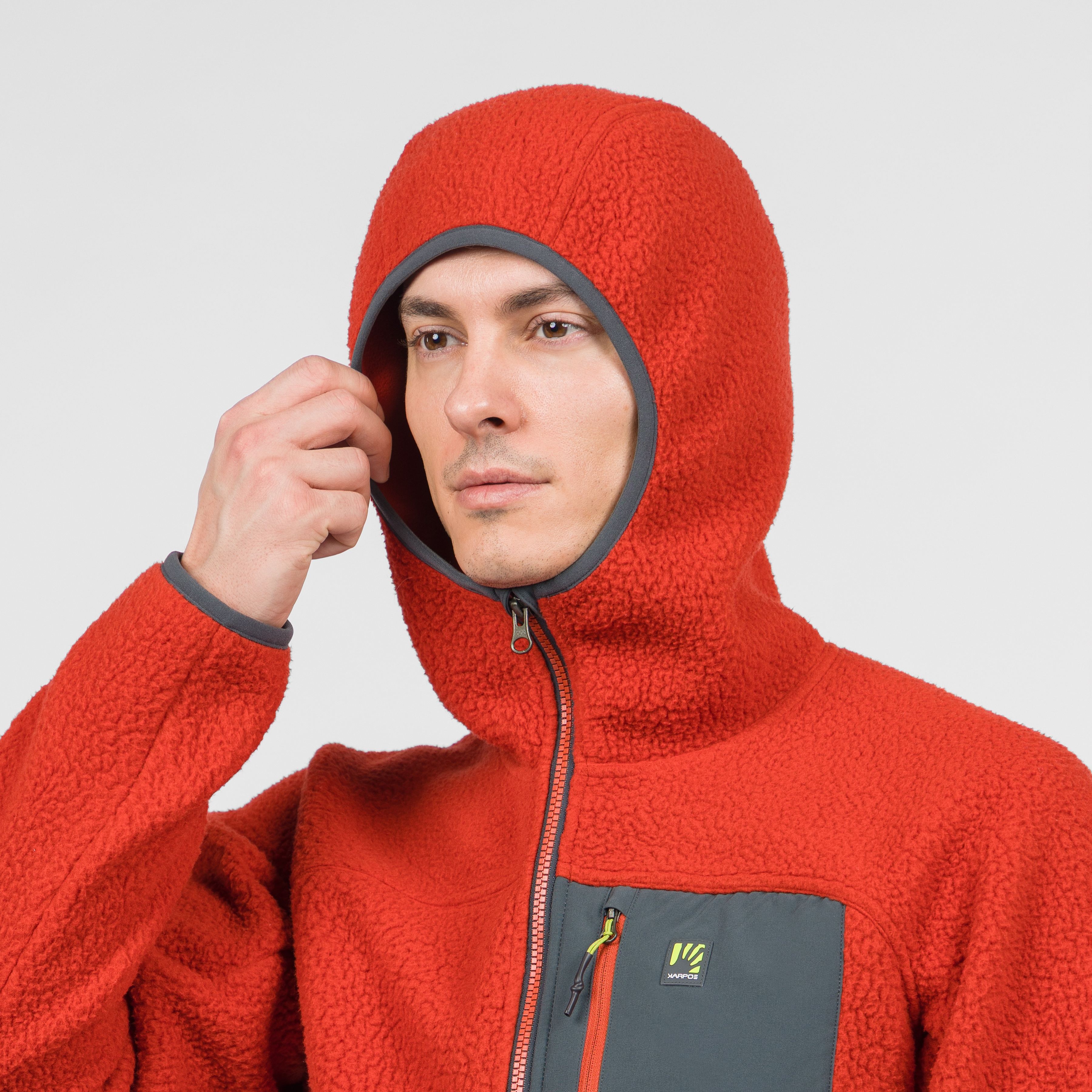 Moiazza retrò hoodie fleece - fire/woodl.gray - karpos