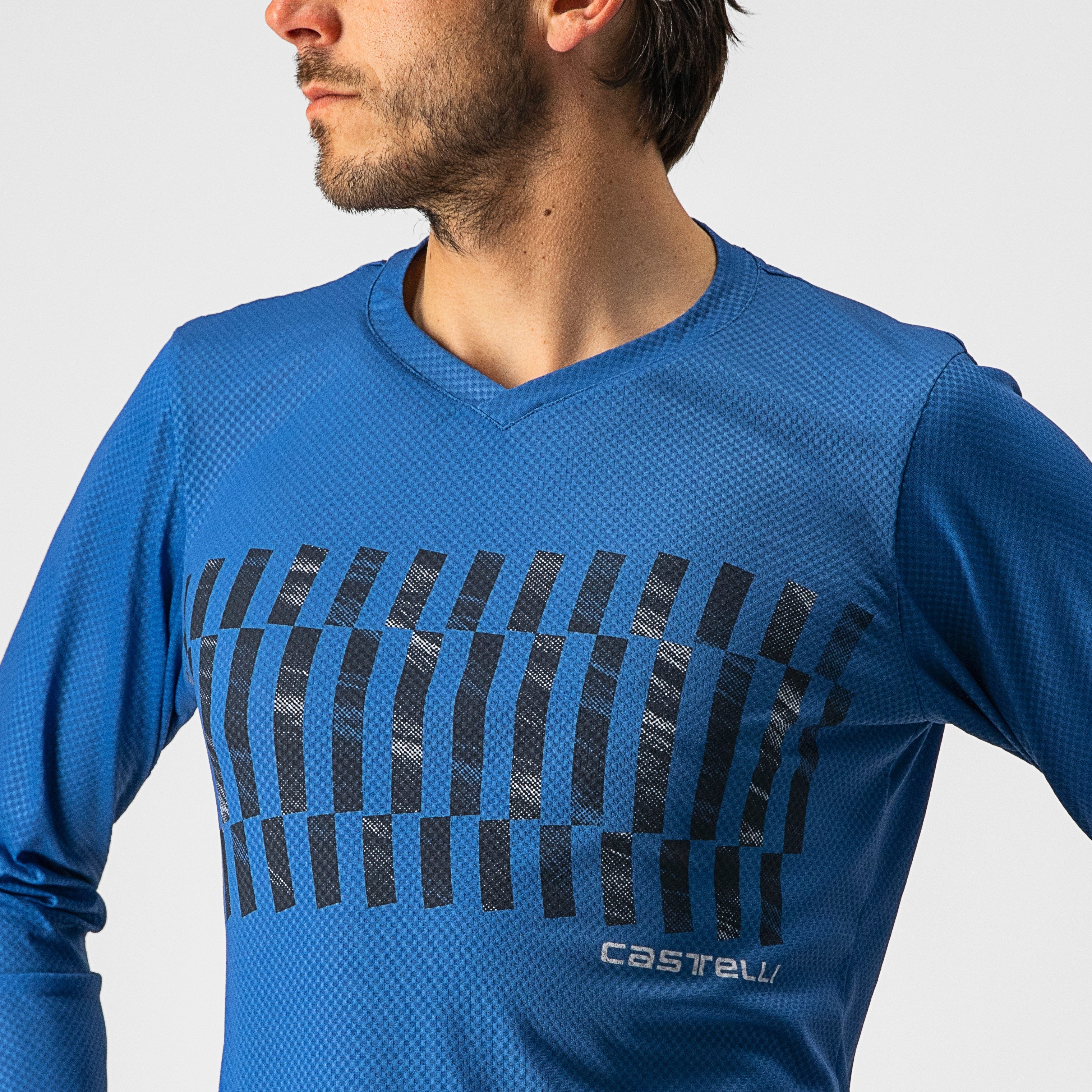 Trail tech longsleeve tee - cobalt blue/savile blue-silver - castelli