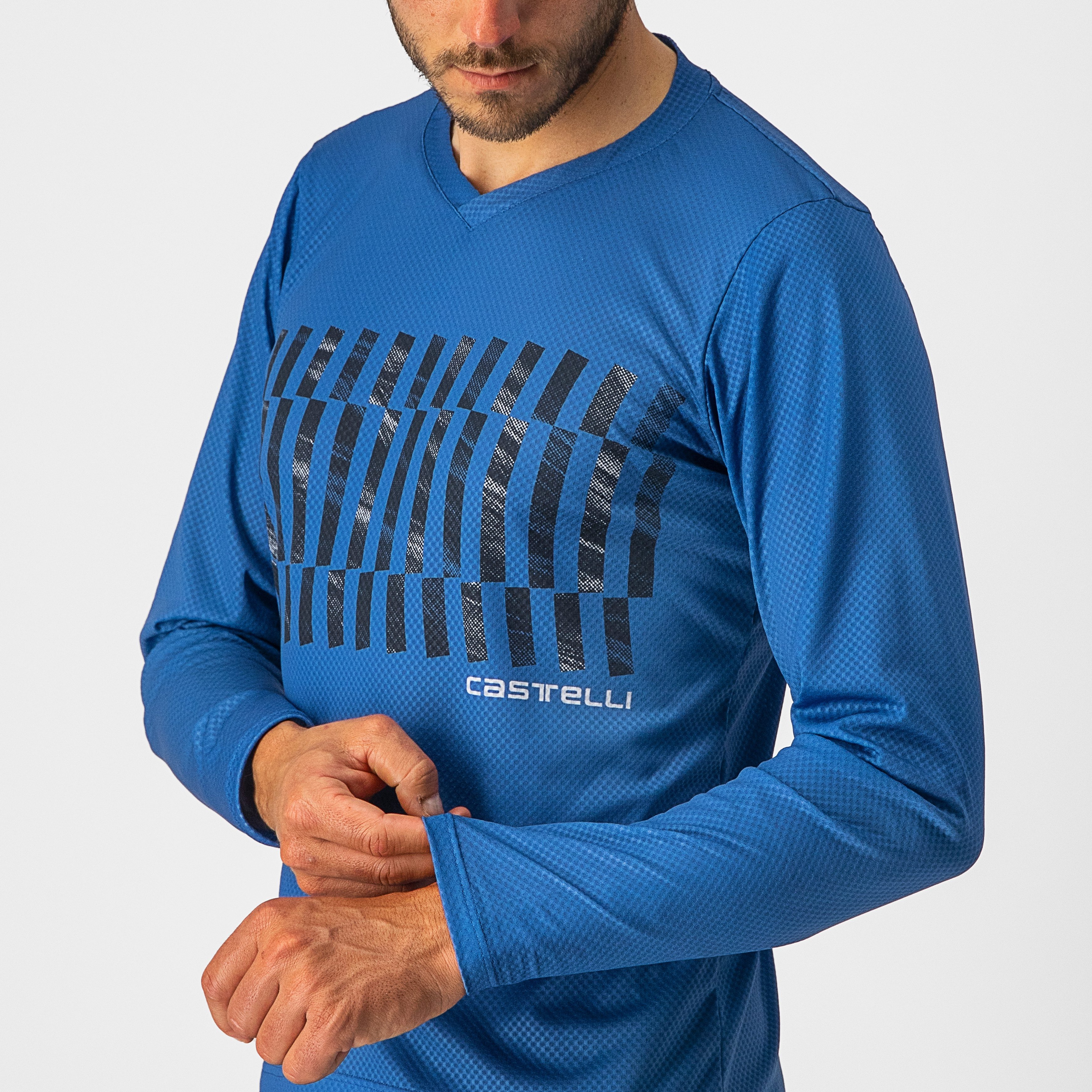 Trail tech longsleeve tee - cobalt blue/savile blue-silver - castelli