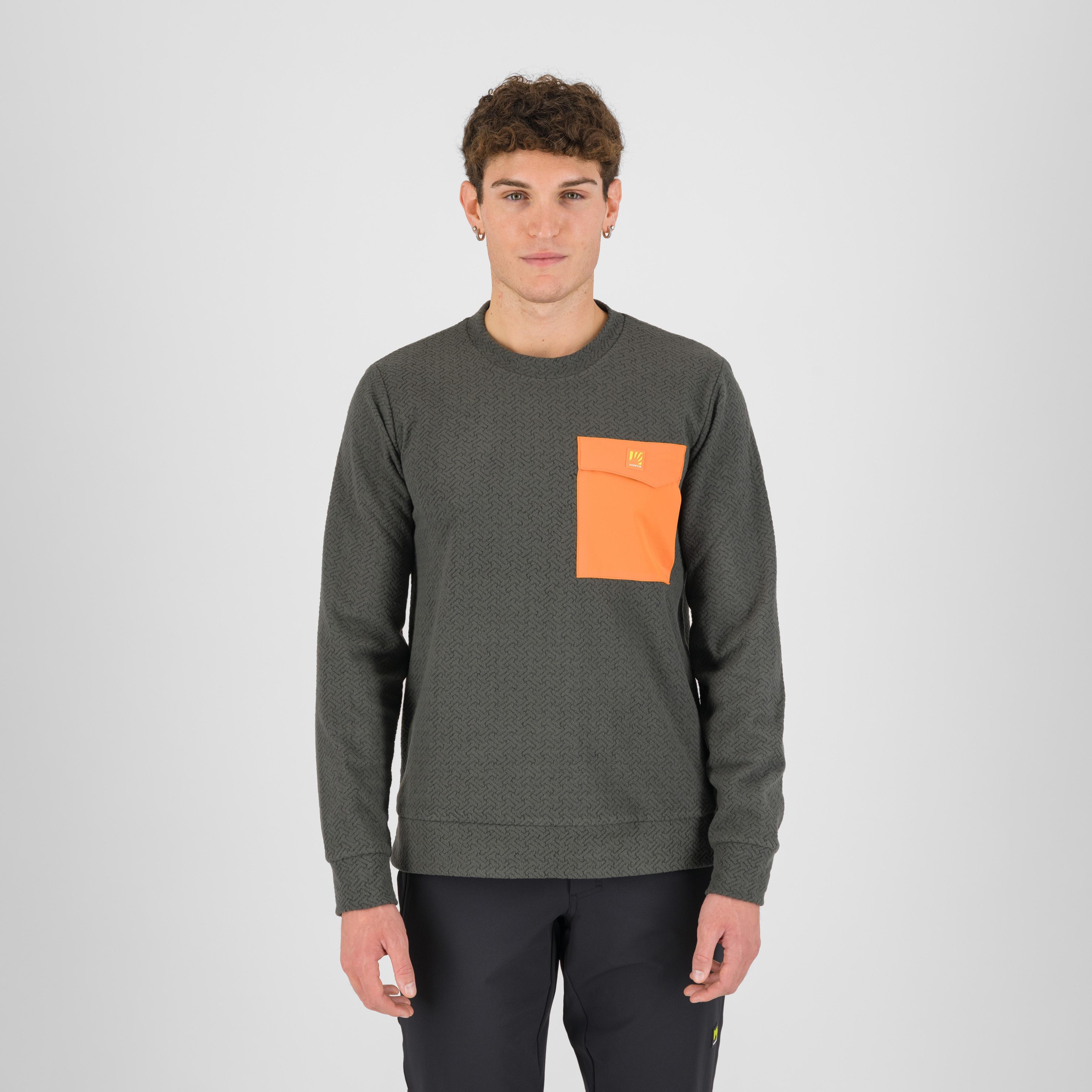Mesdi' crewneck fleece - woodl.gray/vibr.orange - karpos