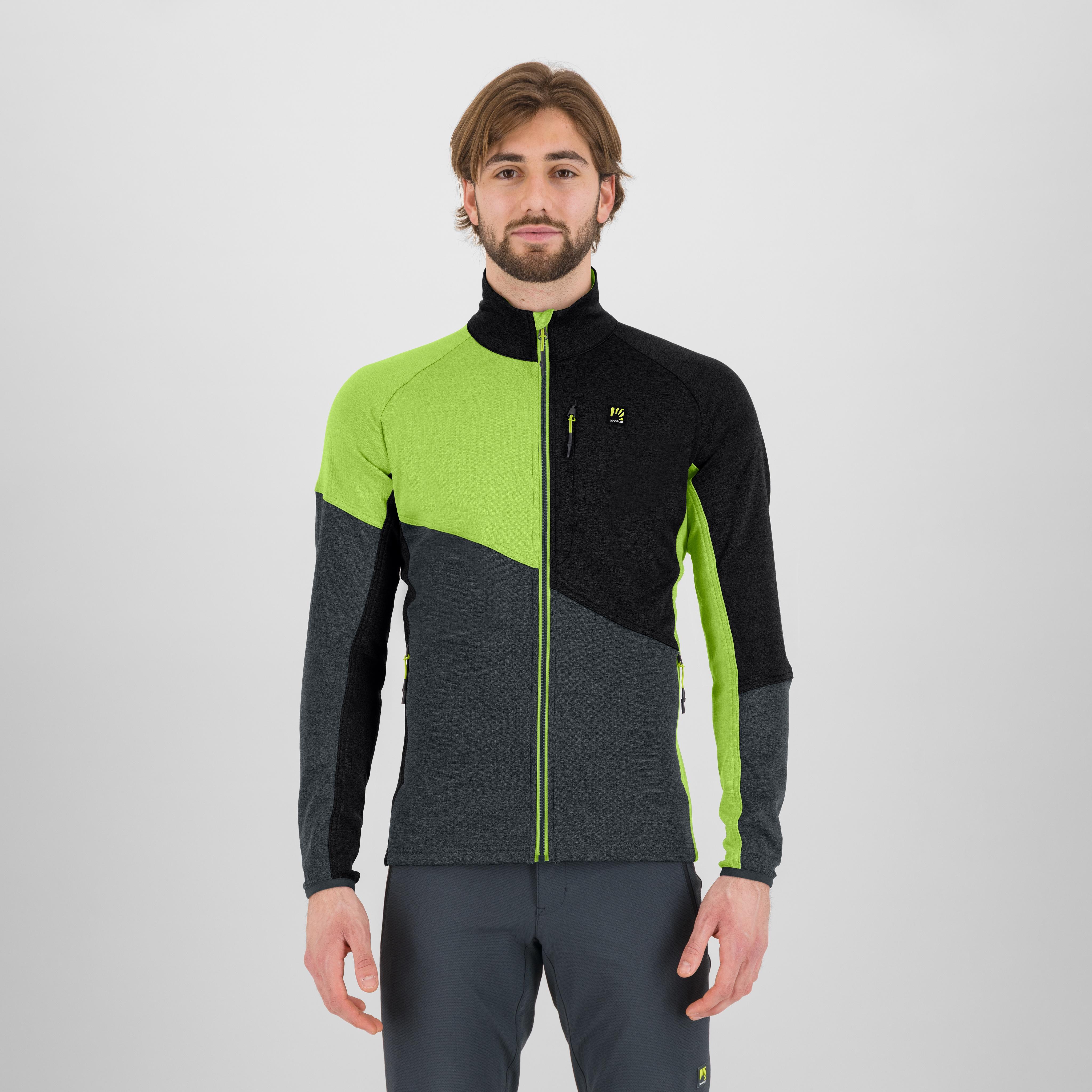 Federa full-zip fleece - woodl.gray/black/acid lime - karpos