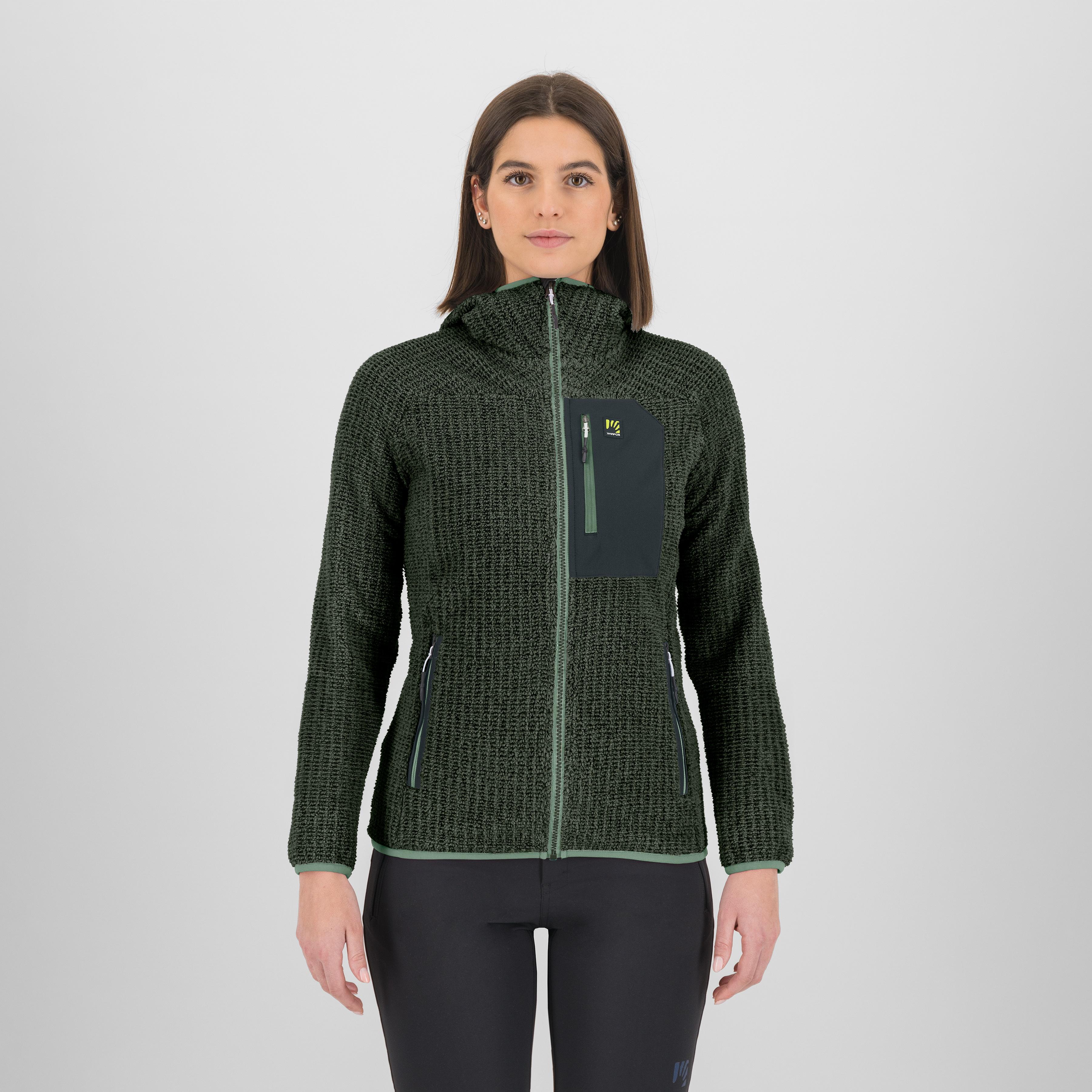 Rocchetta evo hoodie w fleece - green bag/woodl.gray - karpos