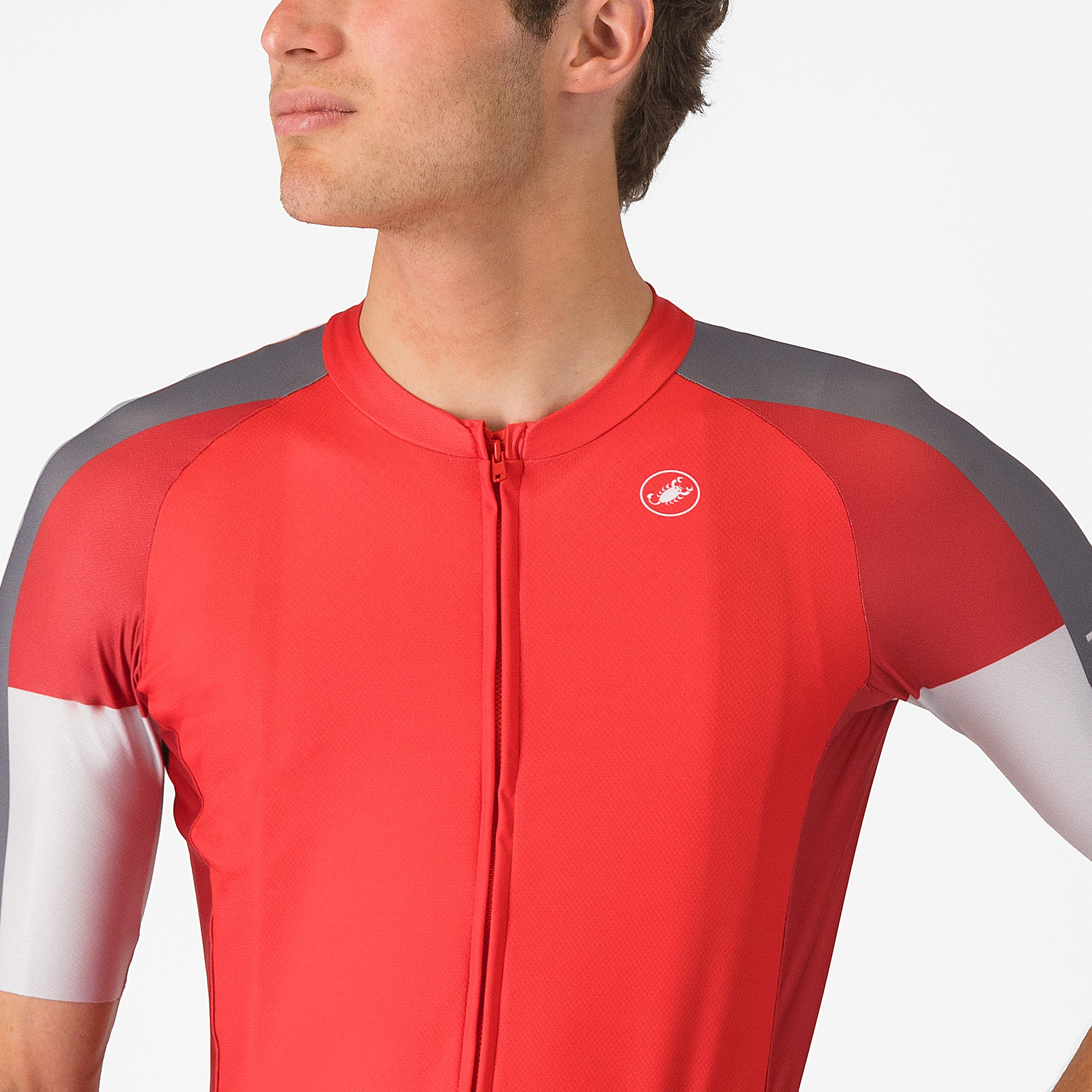Entrata 6 jersey - red/smoky gray-silver gray - castelli
