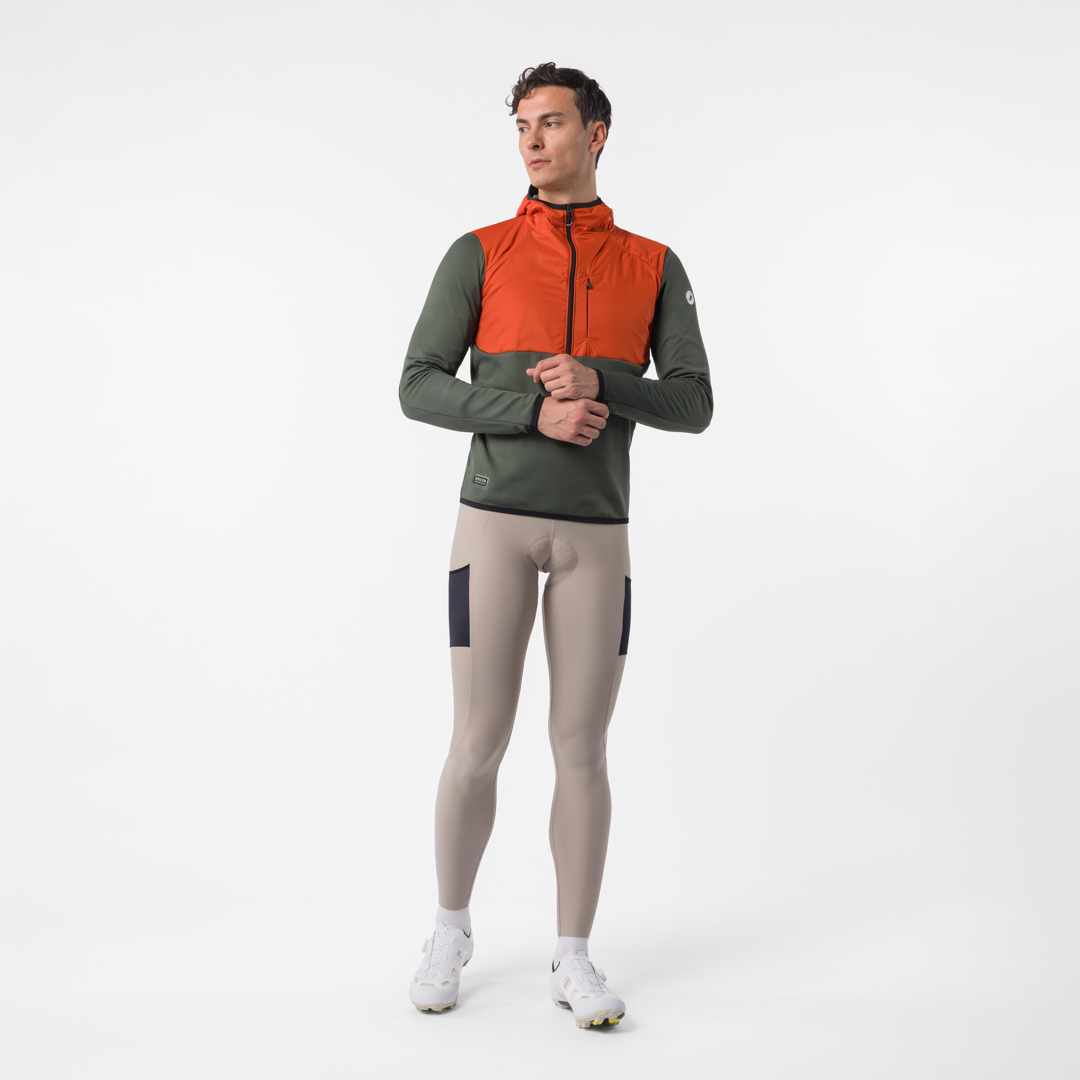 Unltd roam hoodie - military green/burnt orange - castelli