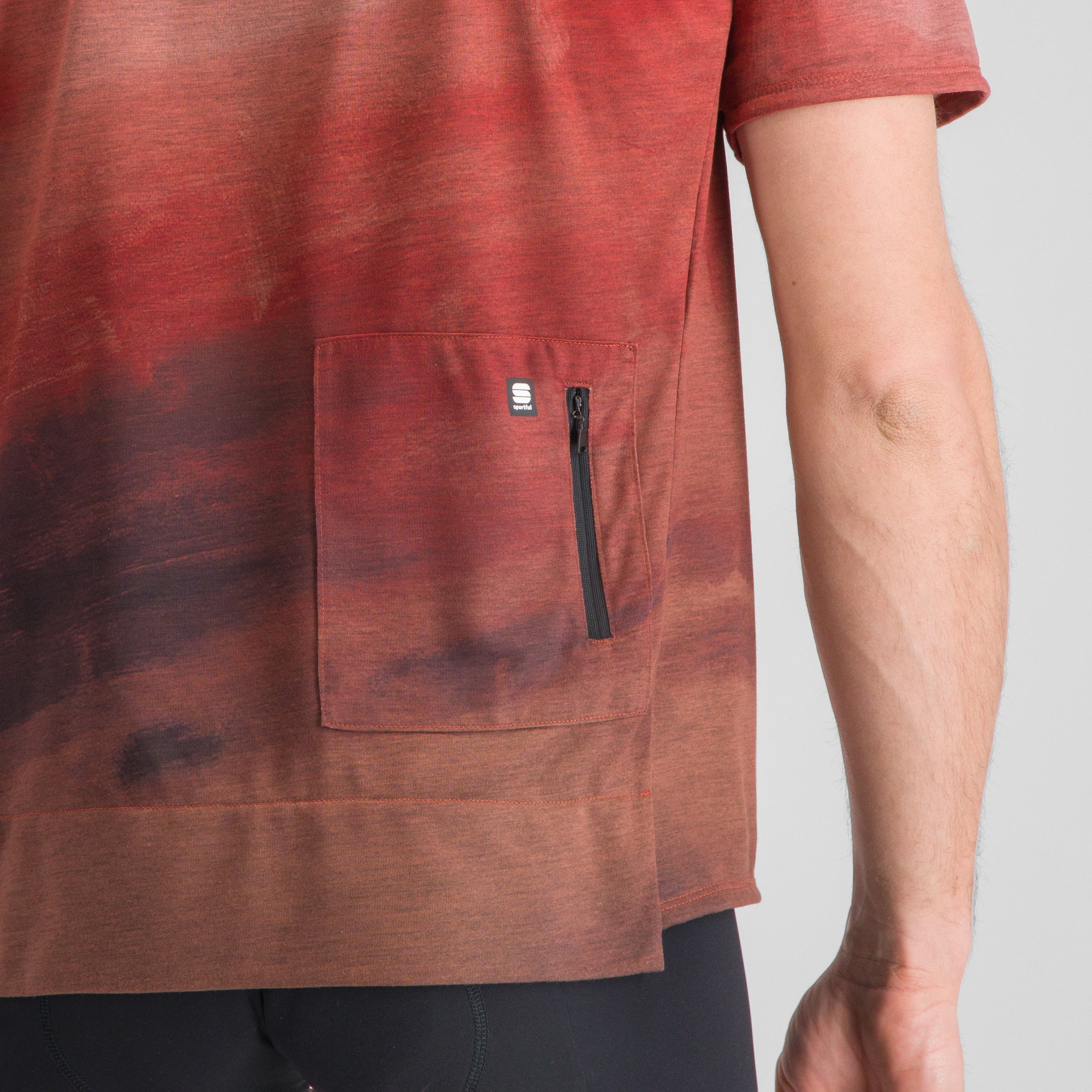 Flow giara tee - cayenna red/mud - sportful