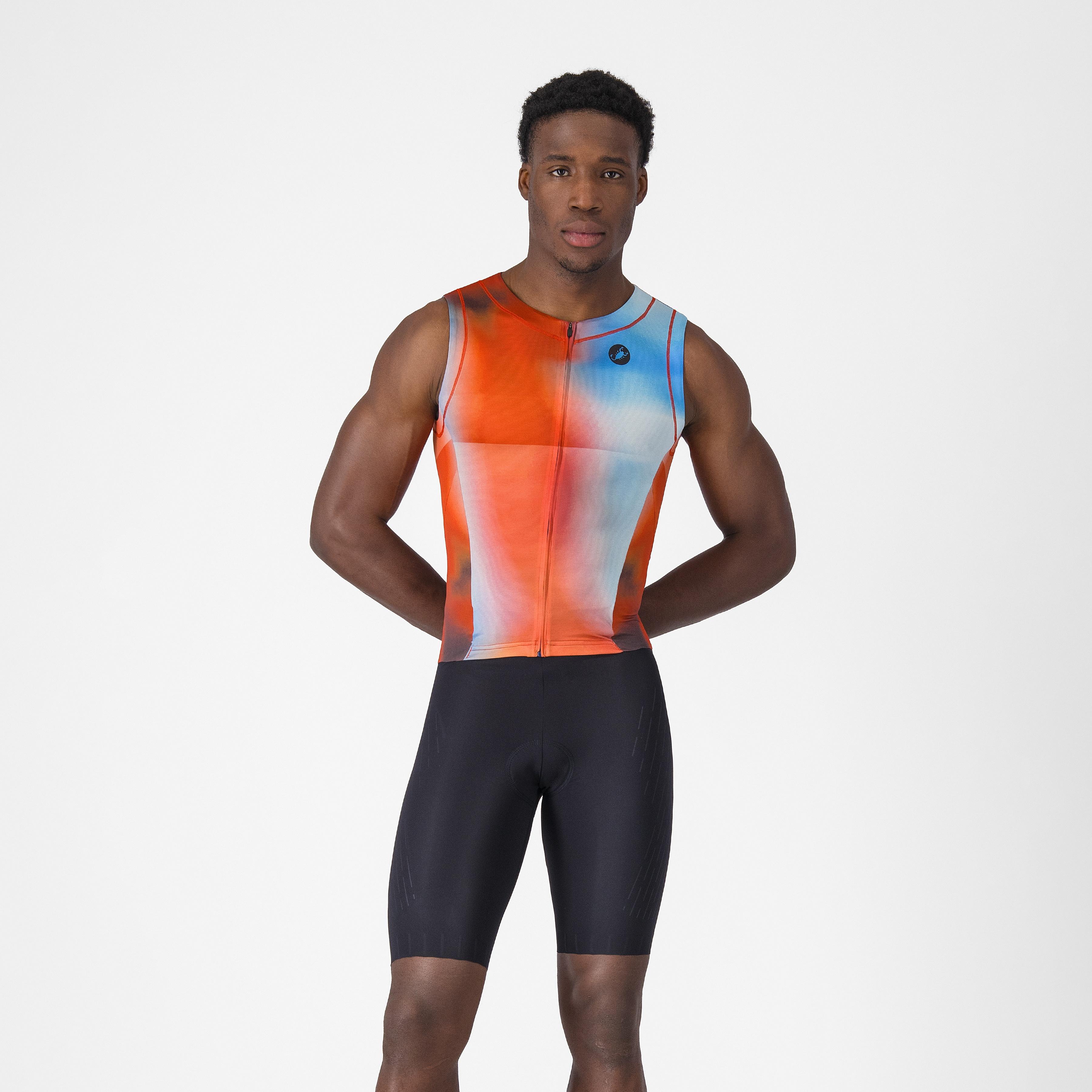Free sanremo 3 suit sleeveless - paprika/winter sky-black - castelli