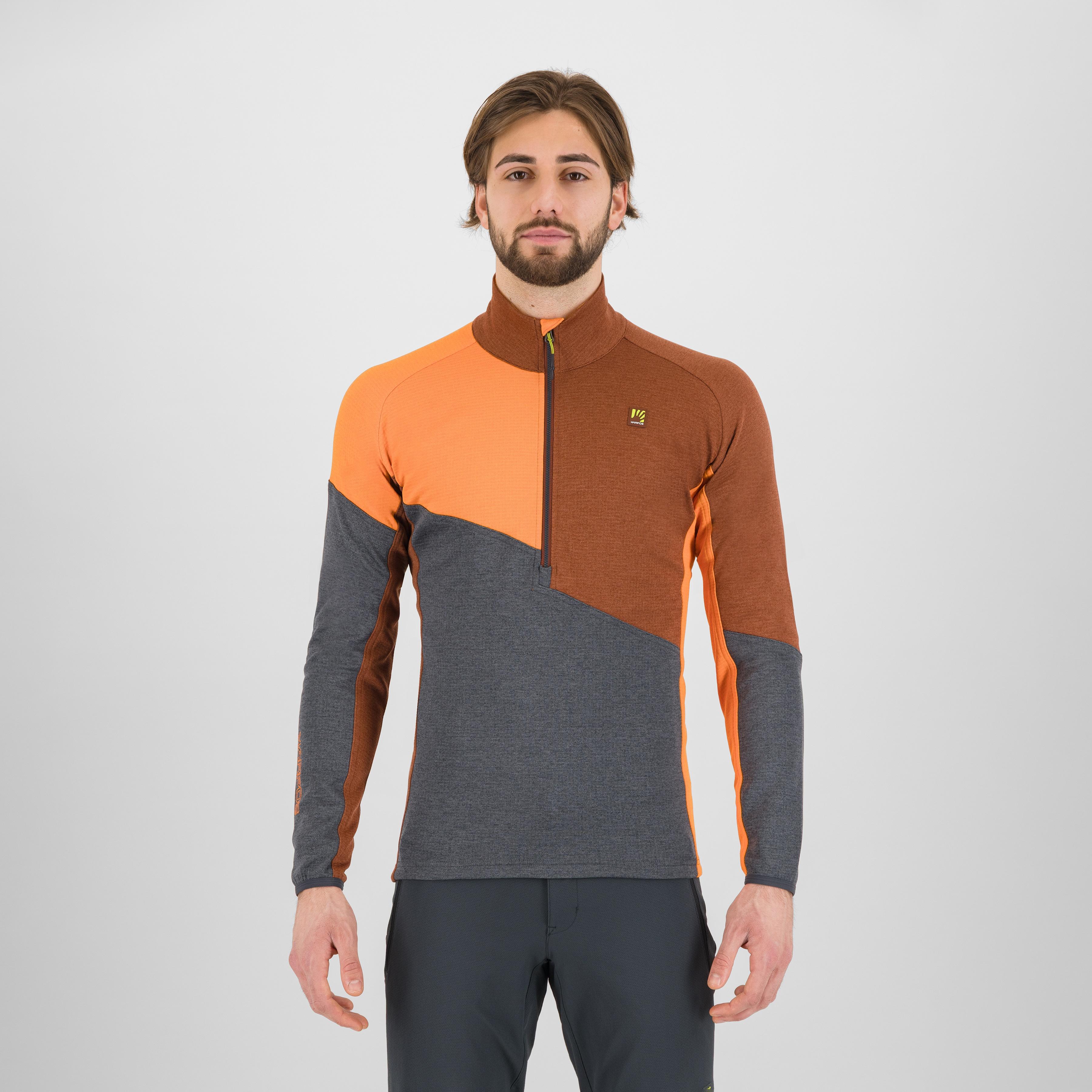 Federa half-zip fleece - woodl.gray/mahogany/vibr.orang - karpos