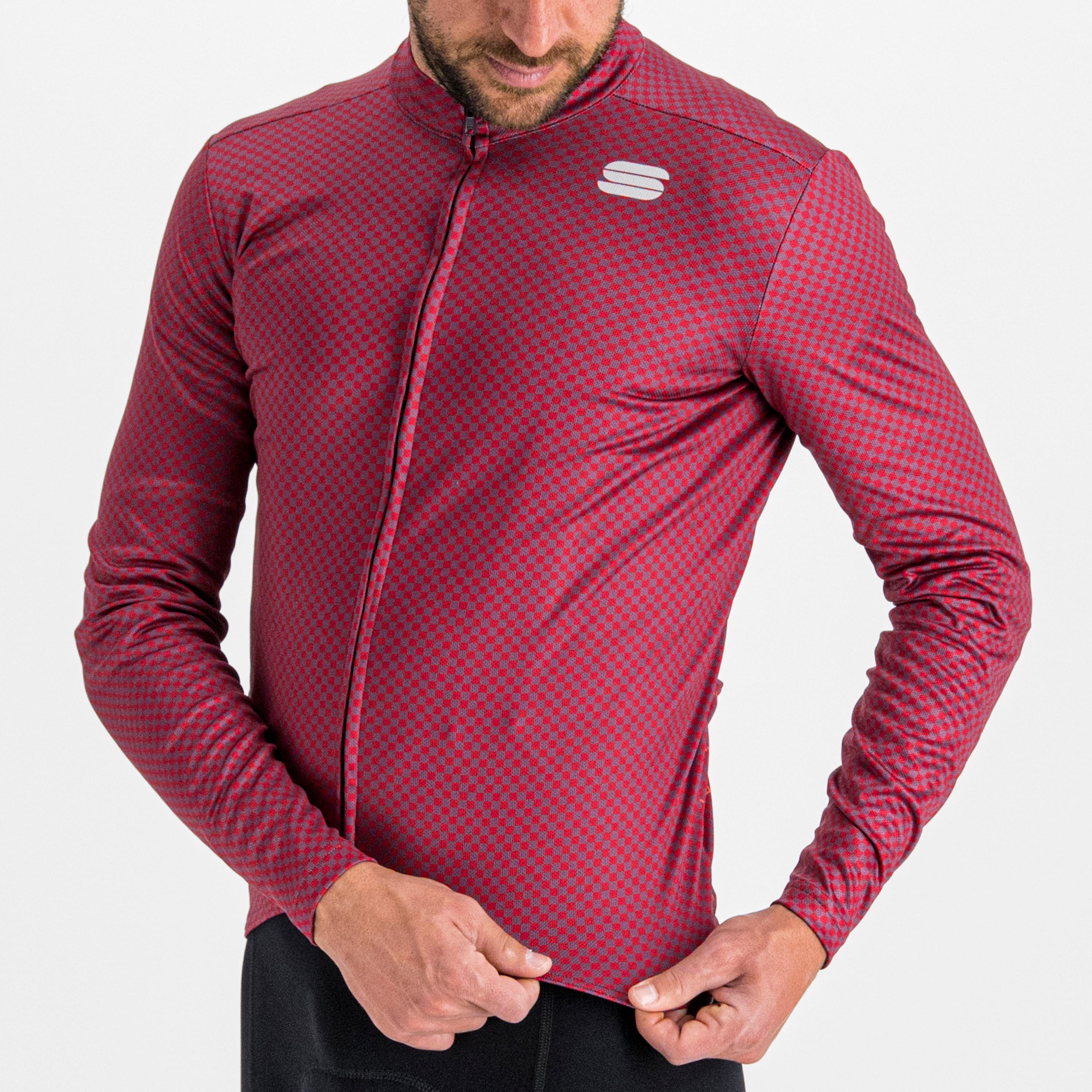 Checkmate thermal jersey - prune red rumba pompelmo - sportful
