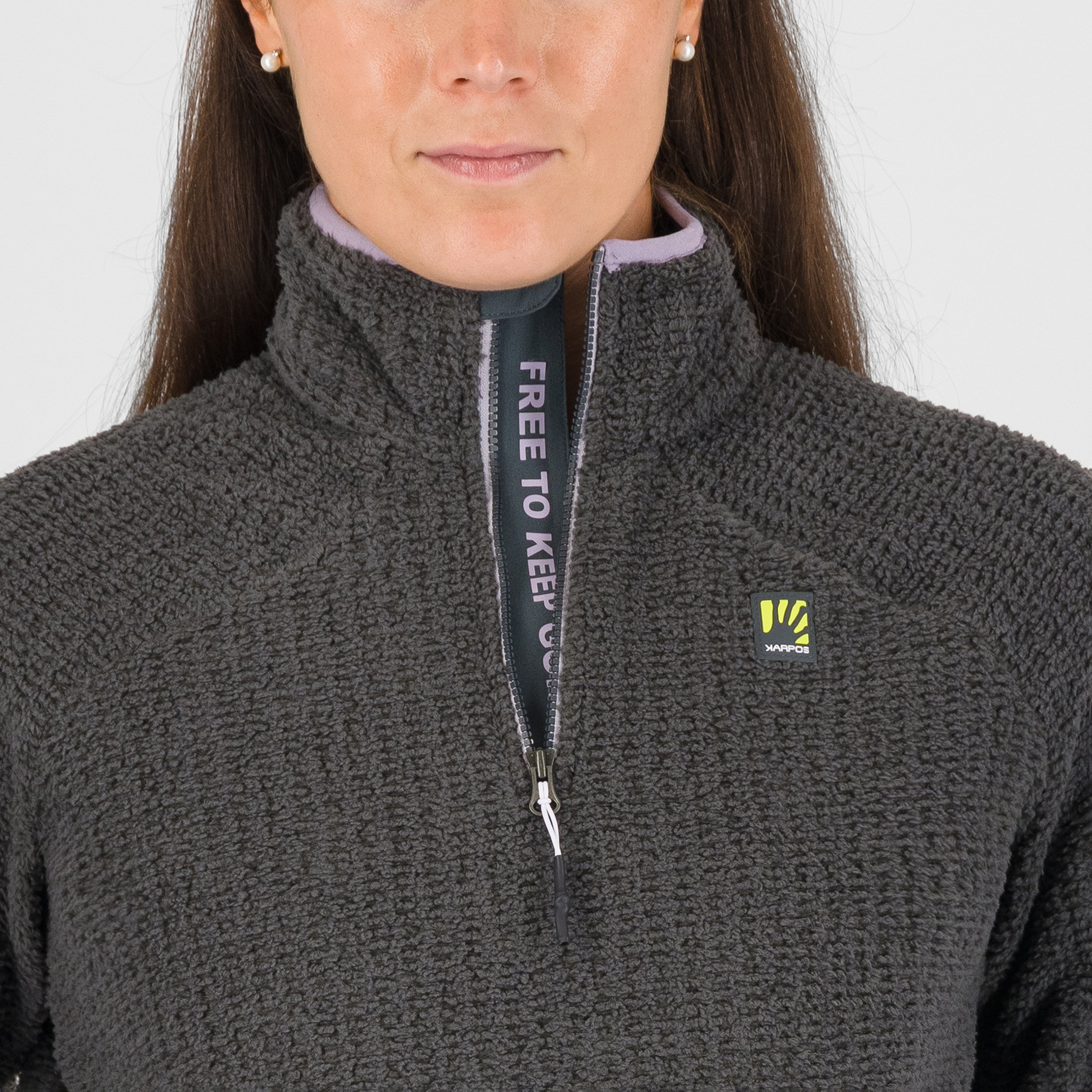Rocchetta half zip w fleece - woodl.gray/lavender - karpos