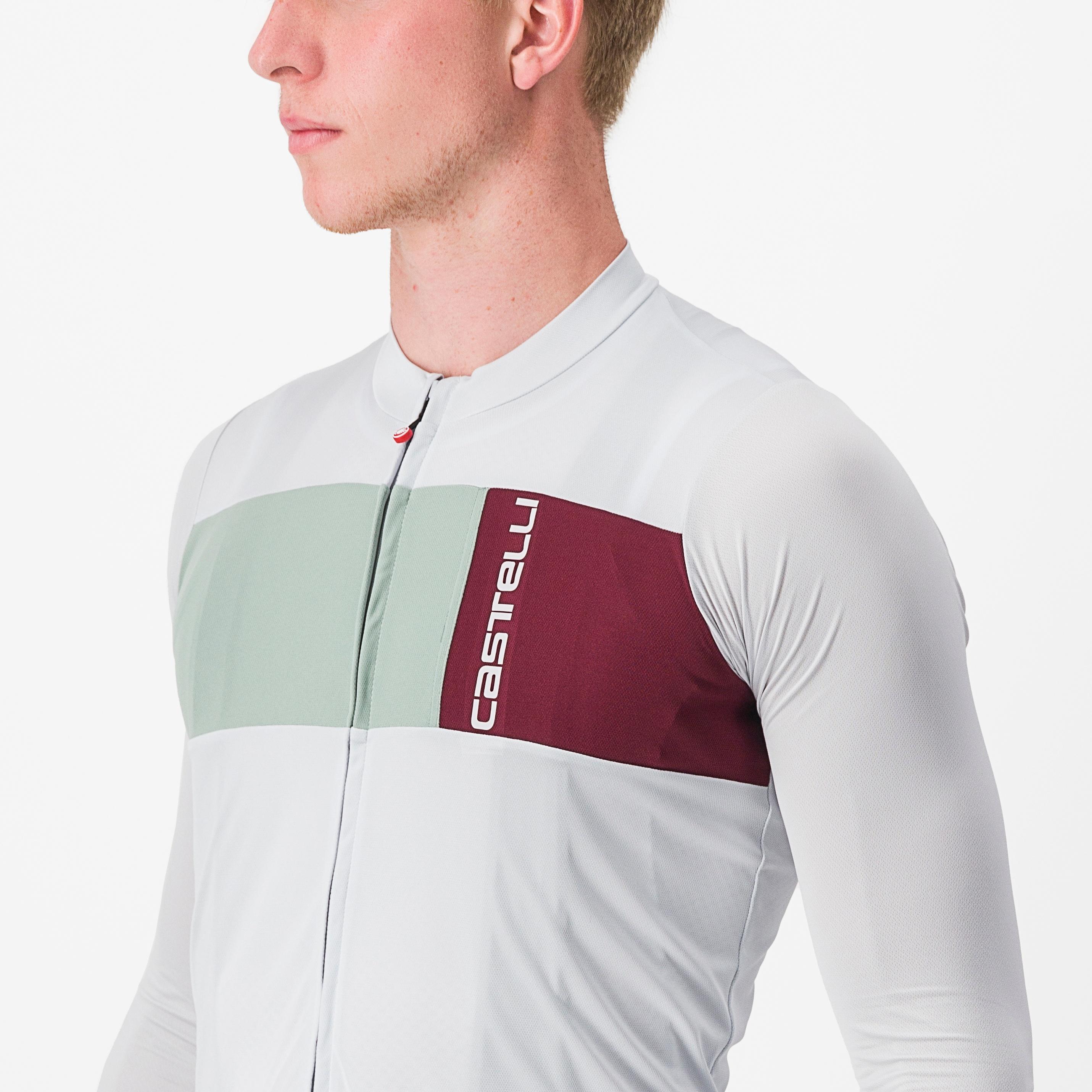Prologo 7 long sleeve jersey - silver gray/defender green-bor - castelli