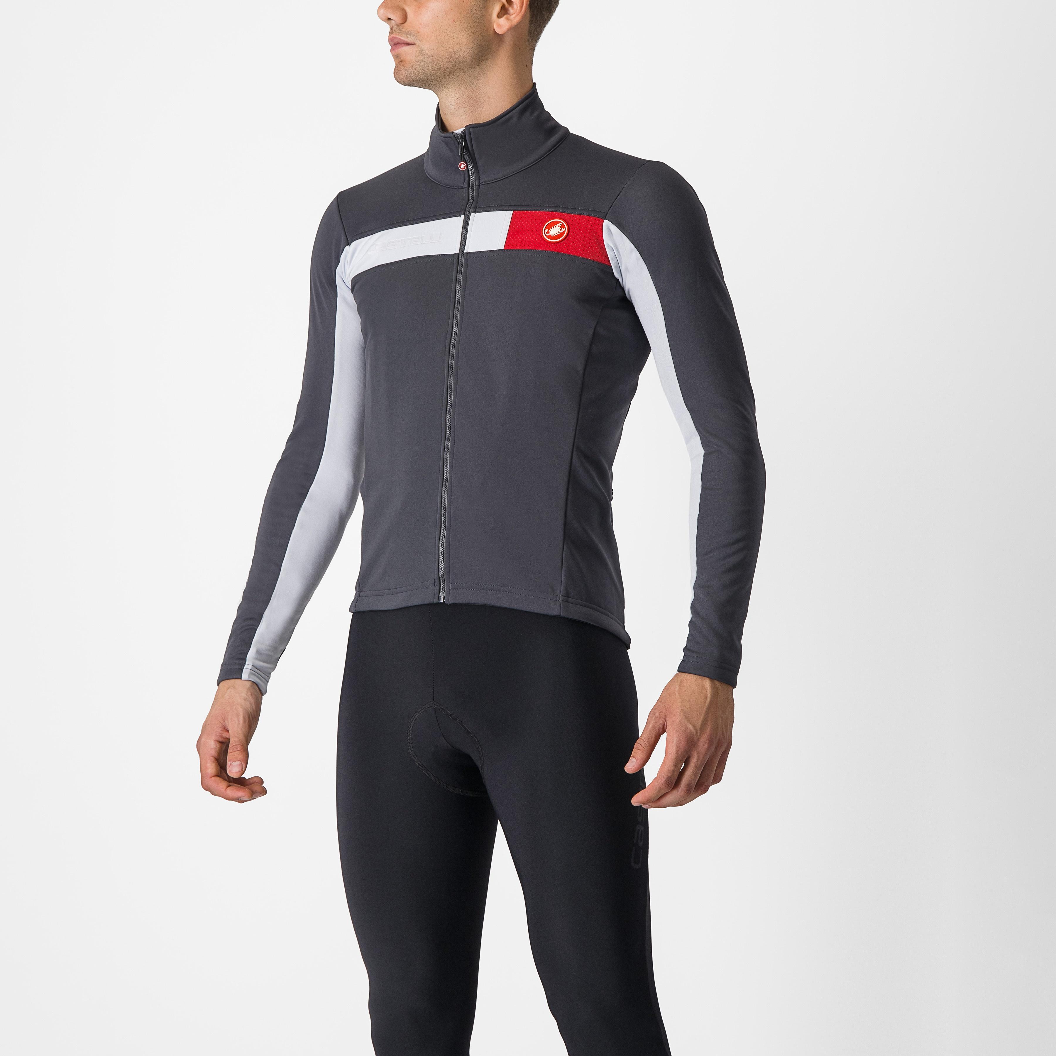 Mortirolo 6s jacket - dark gray/silver gray-red refl - castelli
