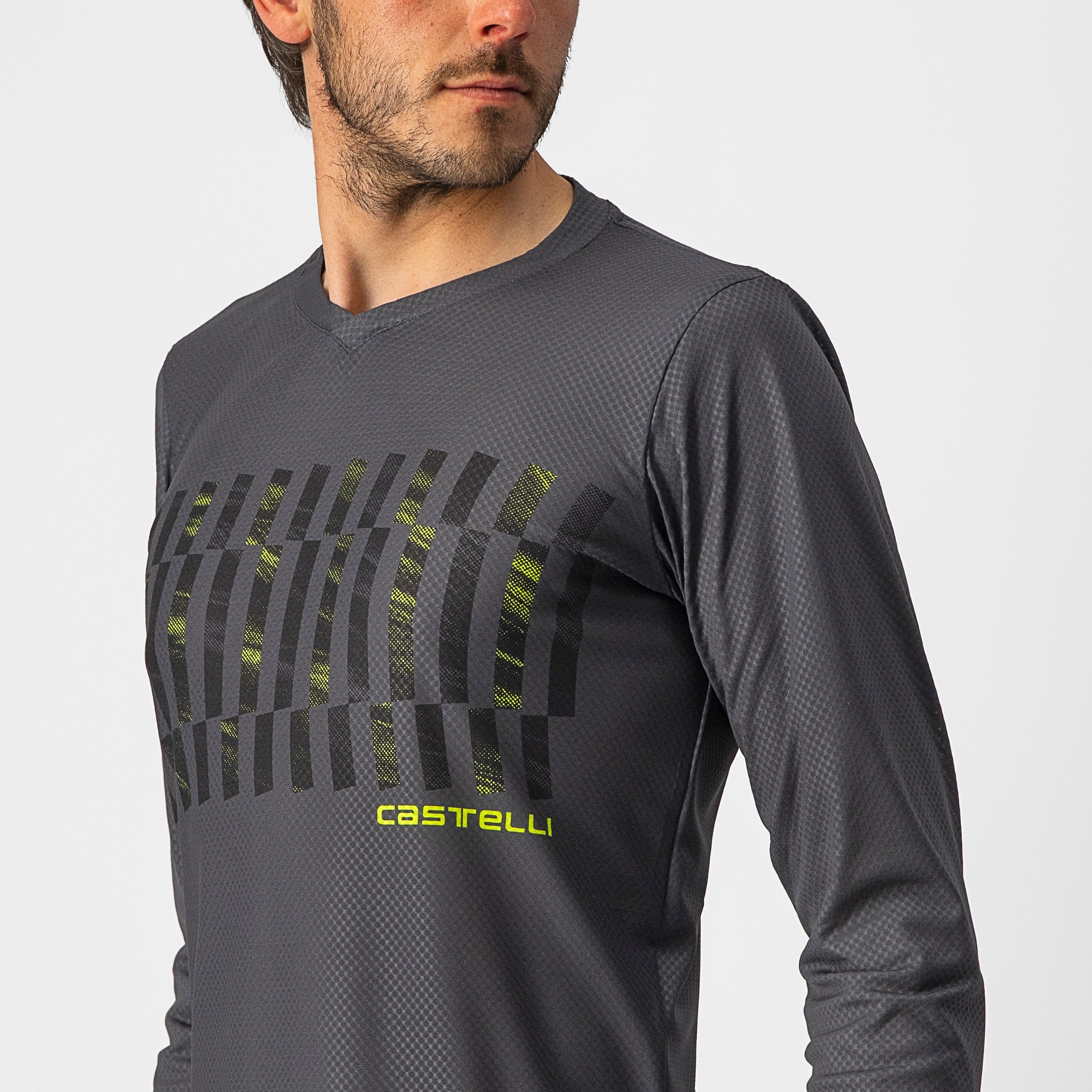 Trail tech longsleeve tee - dark gray/black-electric lime - castelli