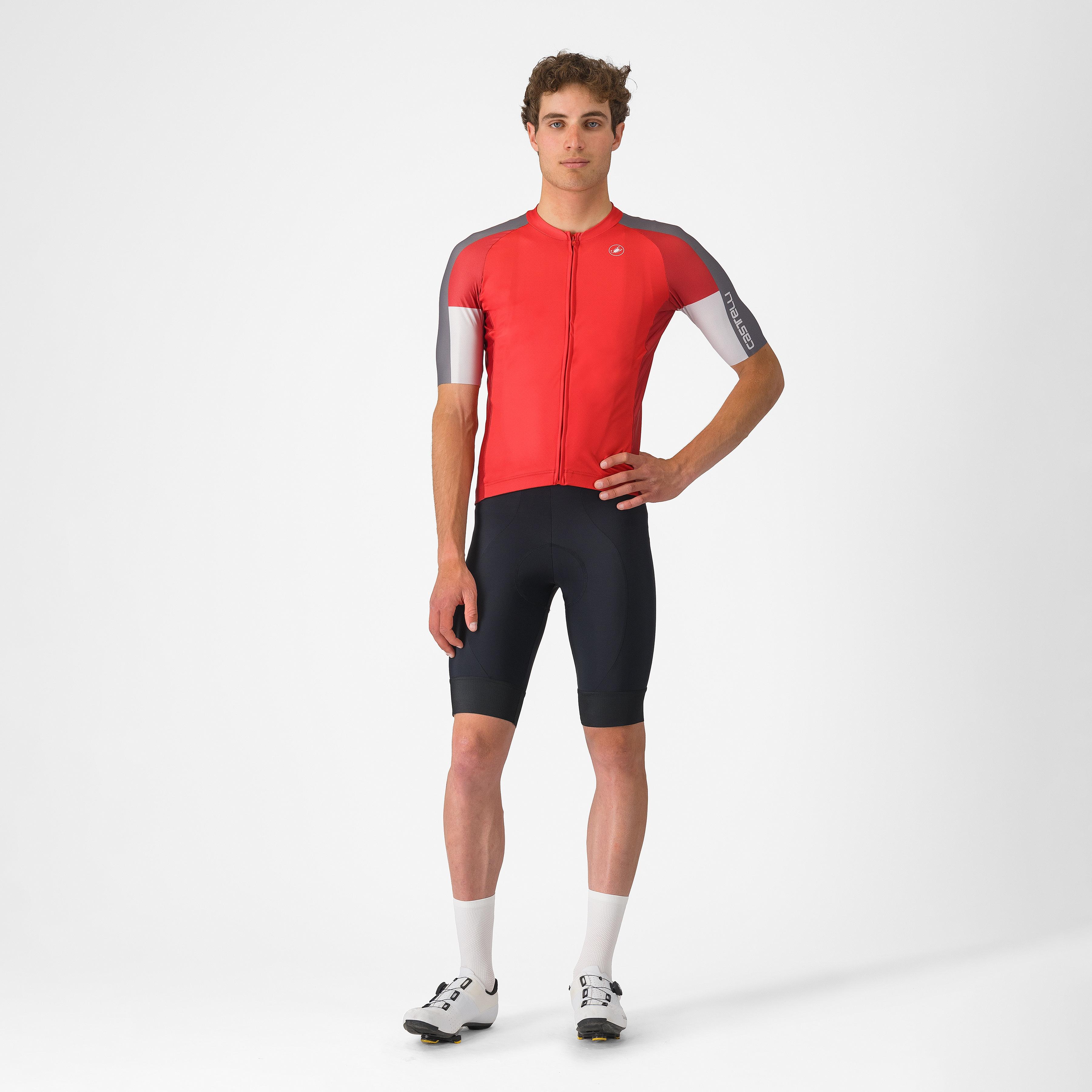 Entrata 6 jersey - red/smoky gray-silver gray - castelli