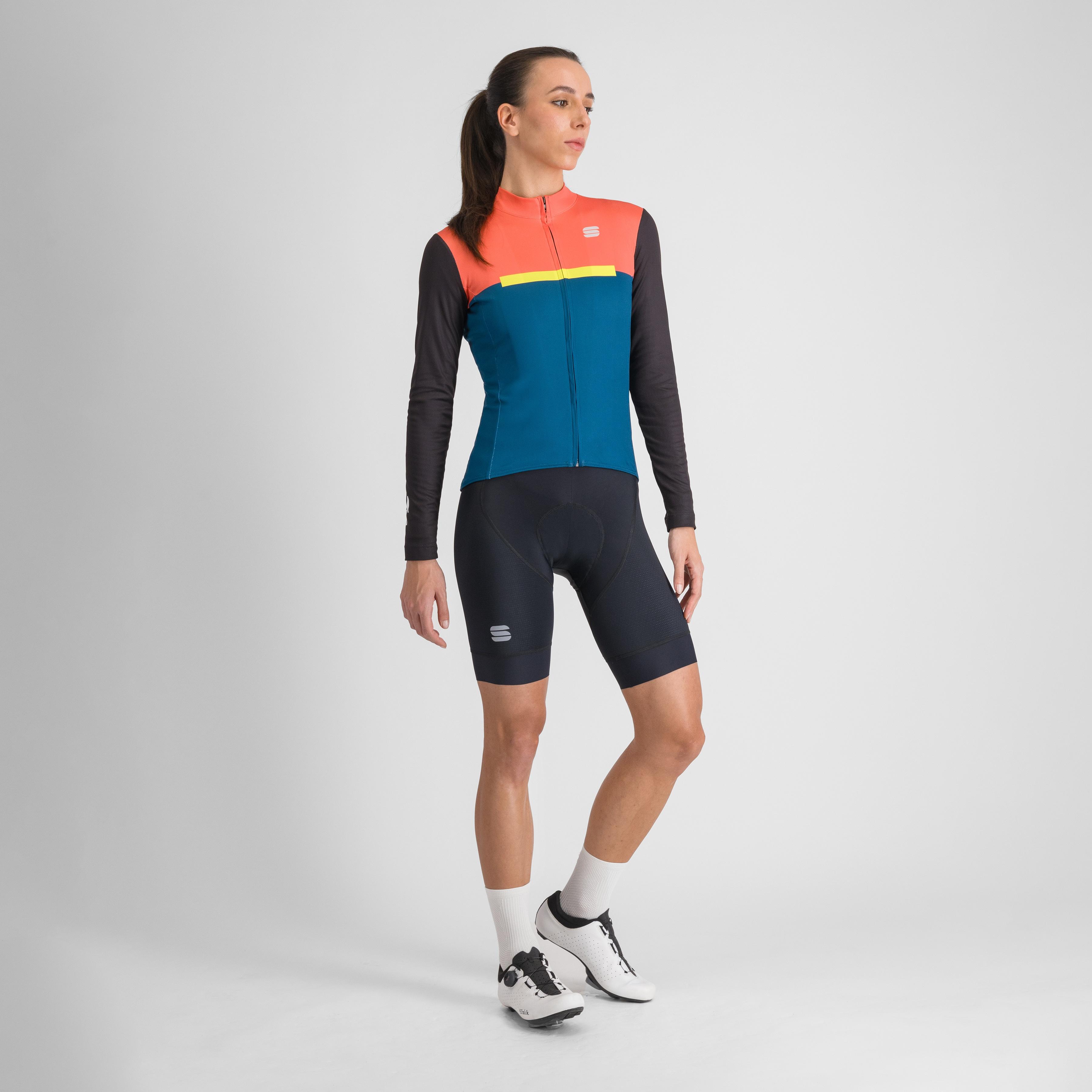 Pista w thermal jersey - teal blu corallo black cedar - sportful