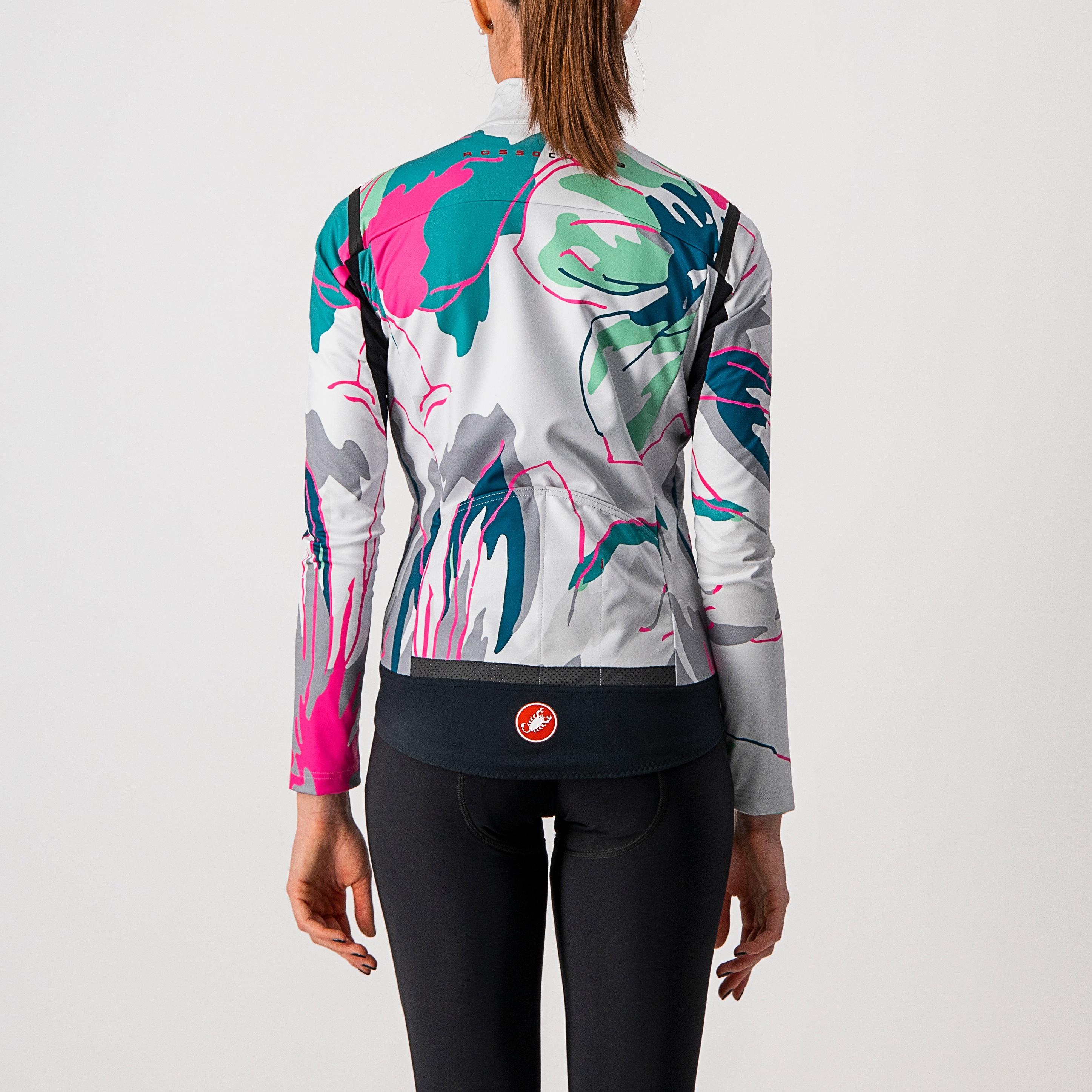 Perfetto ros w long sleeve - silver gray/teal blue-flowers - castelli