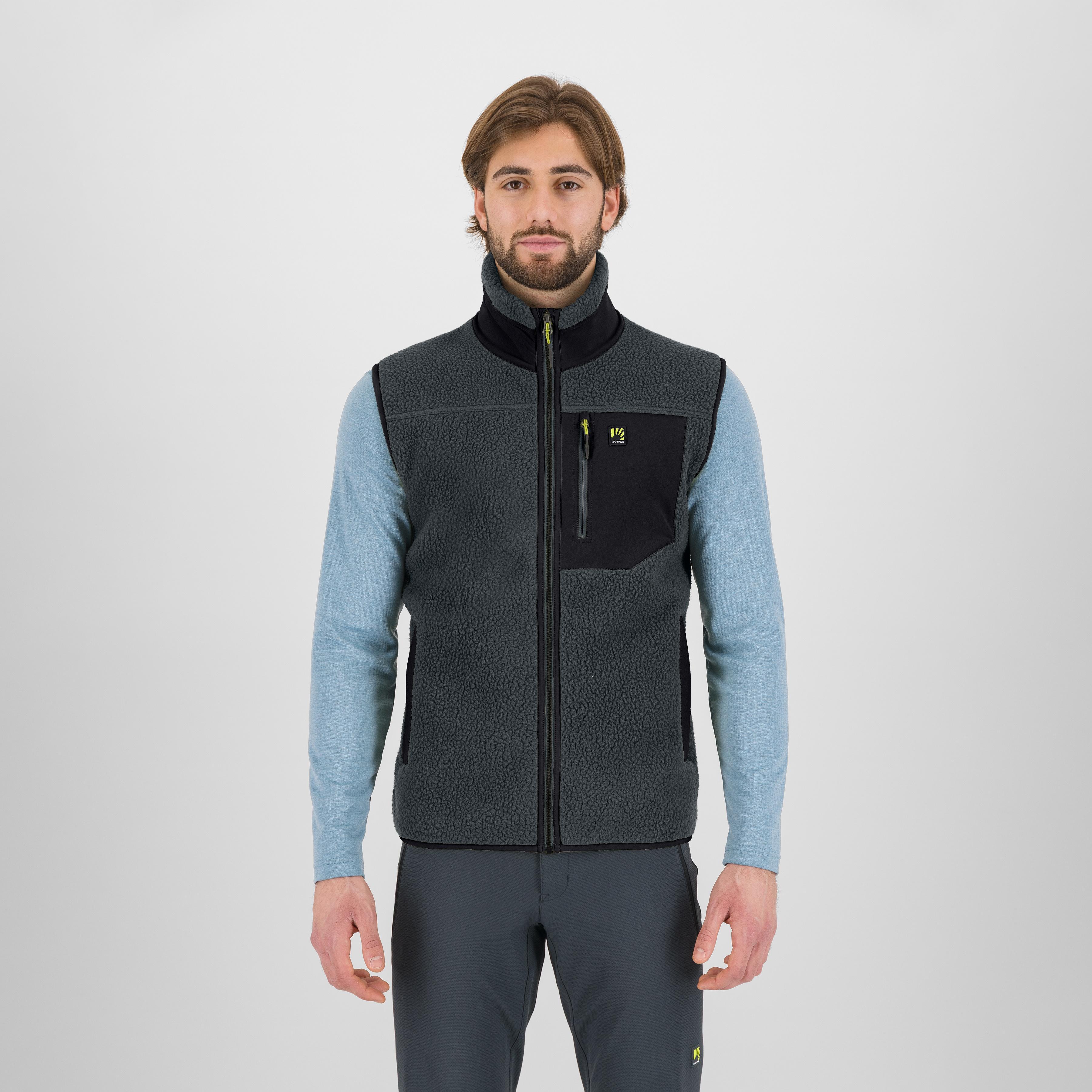 Moiazza retrò fleece vest - woodl.gray/black - karpos