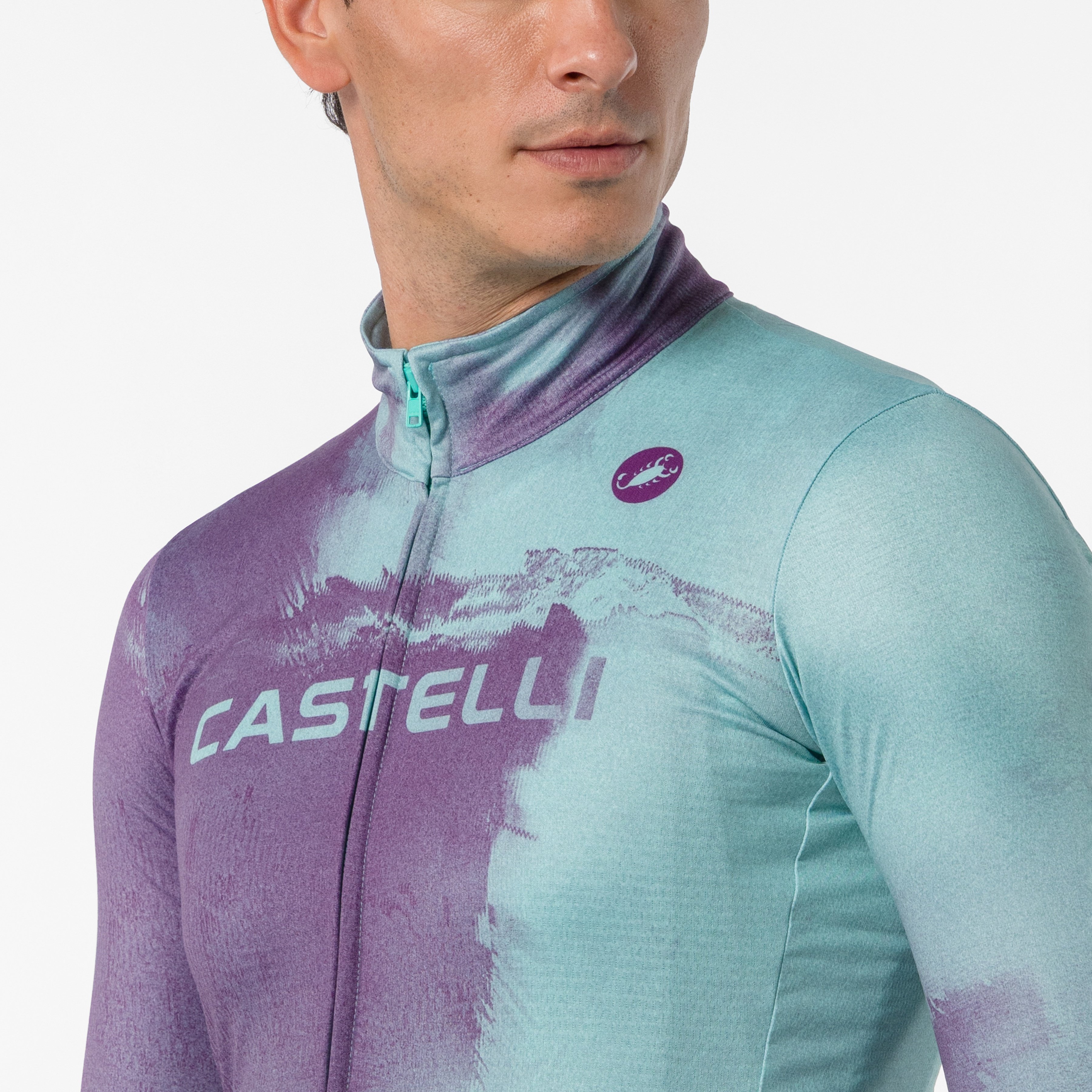 Nebula thermal ls jersey - deep purple/pool blue - castelli