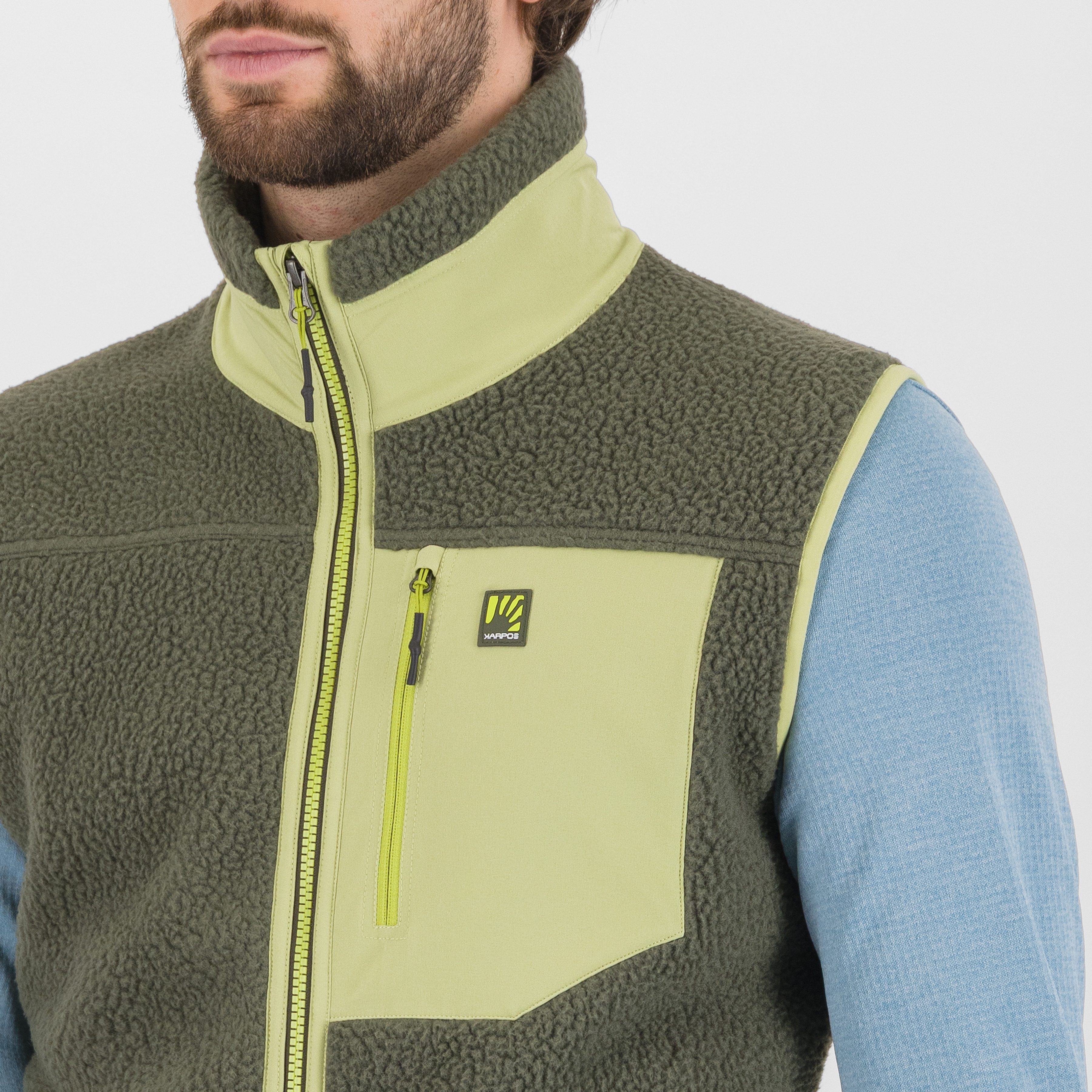 Moiazza retrò fleece vest - deep depths/tarragon - karpos