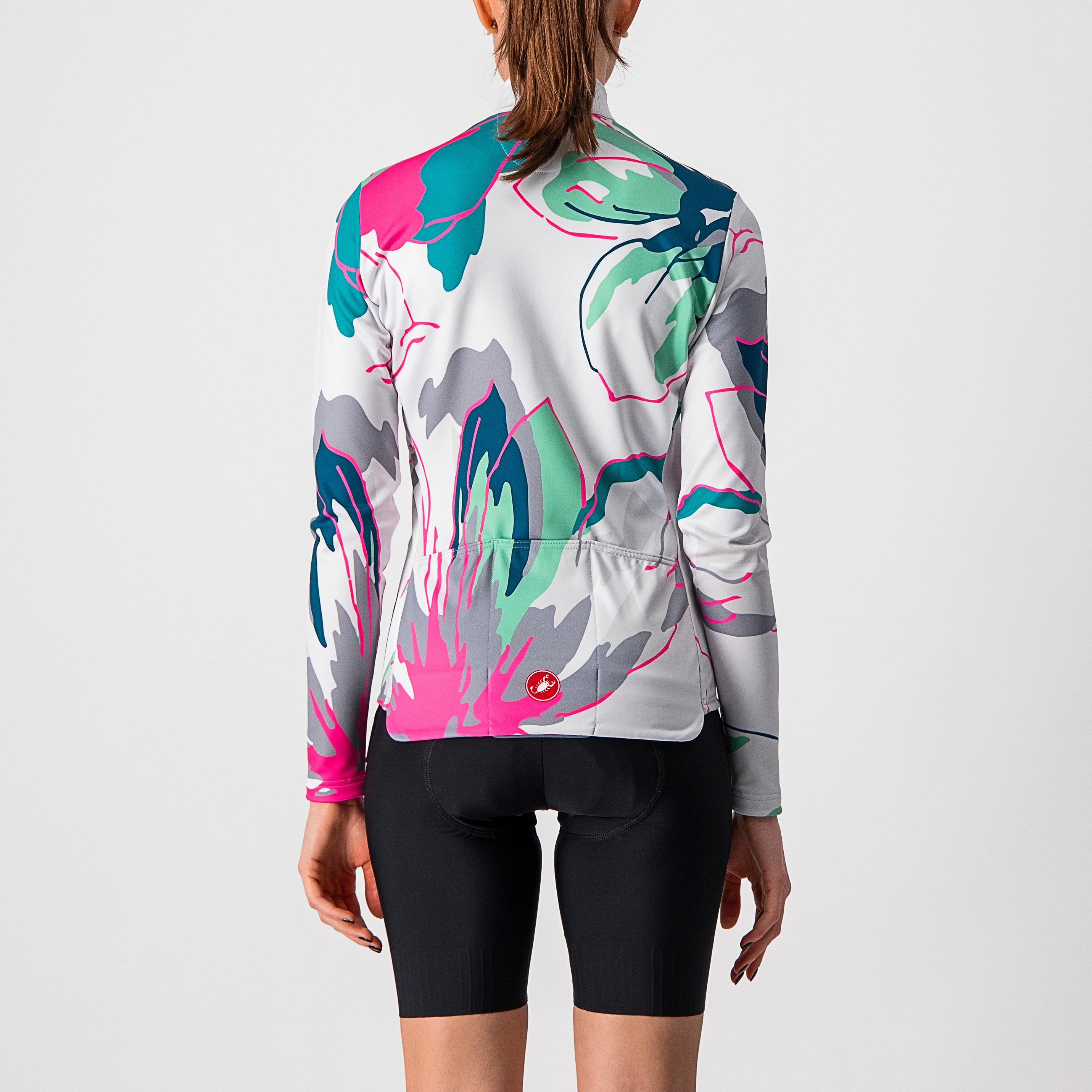 Unlimited w thermal jersey - silver gray/tealblue-flowers - castelli