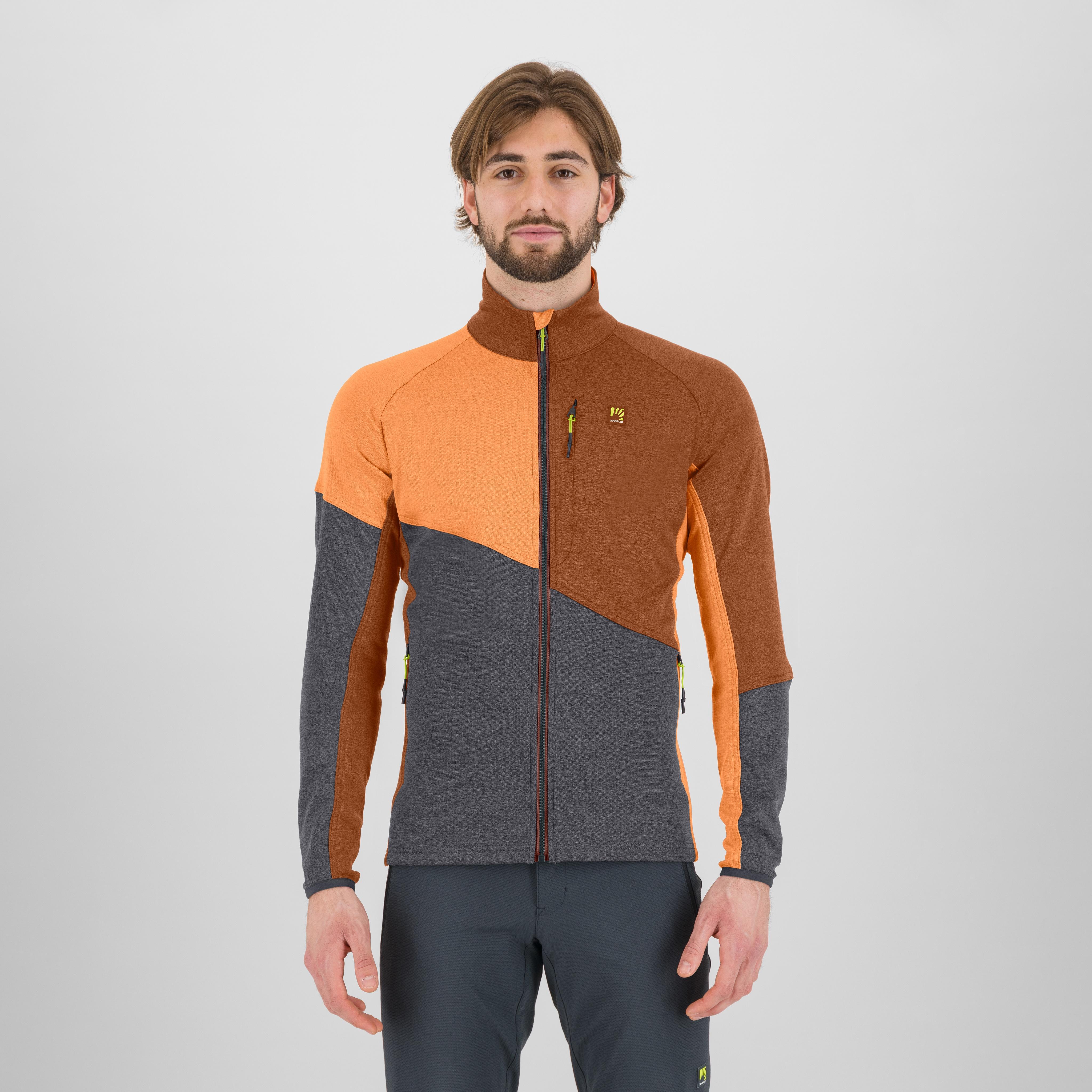 Federa full-zip fleece - woodl.gray/mahogany/vibr.orang - karpos