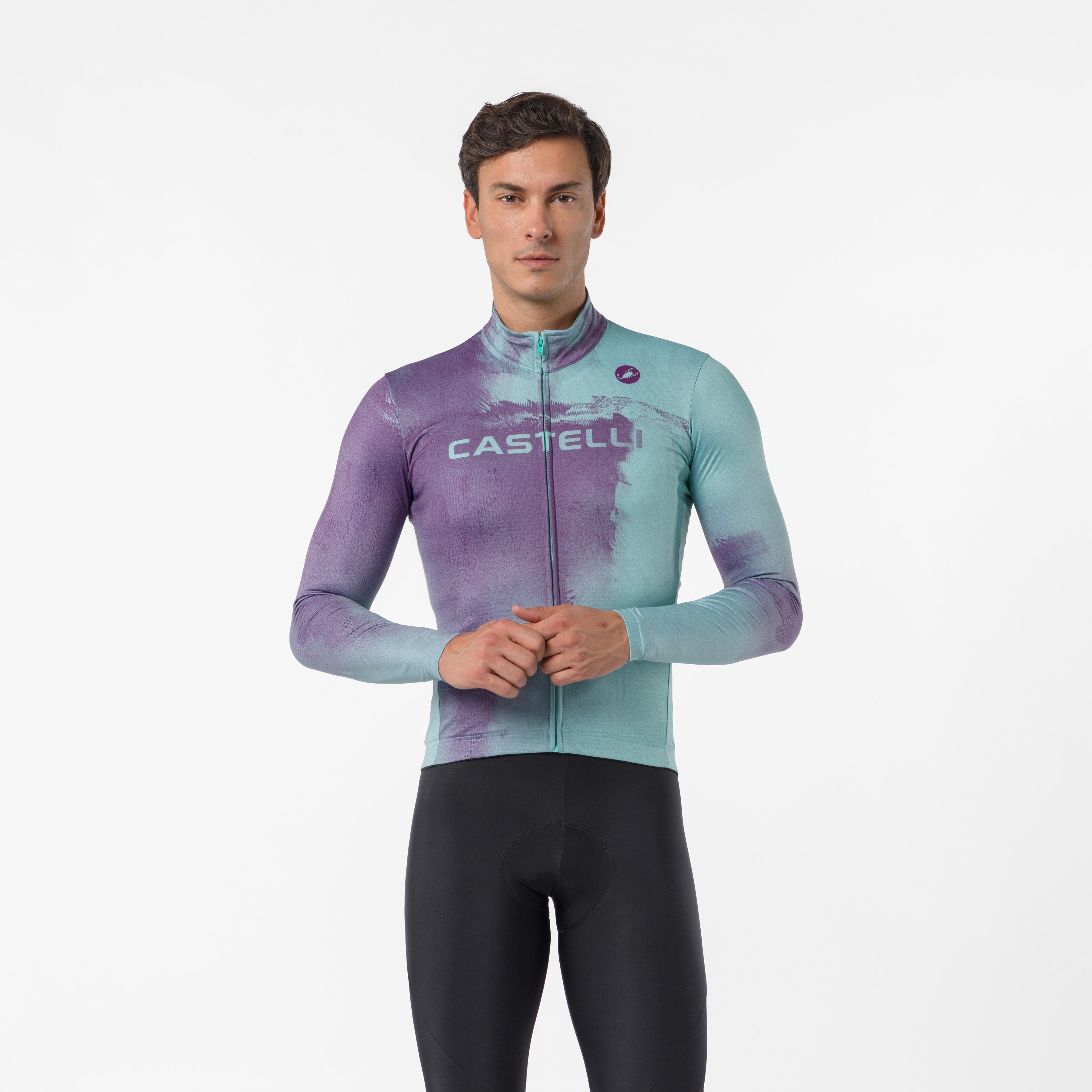 Nebula thermal ls jersey - deep purple/pool blue - castelli