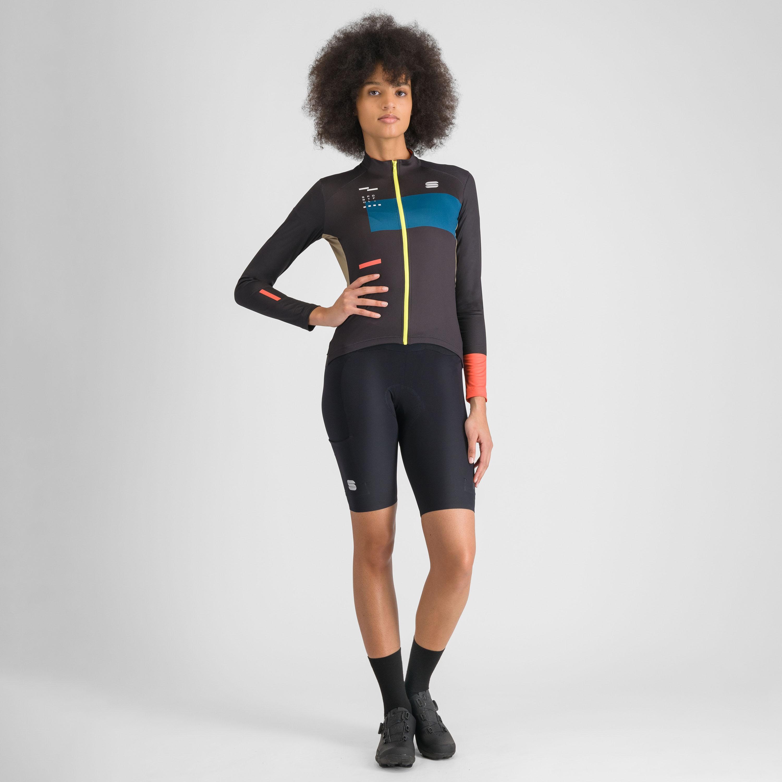 Breakout supergiara w thermal jersey - black teal blu pompelmo - sportful