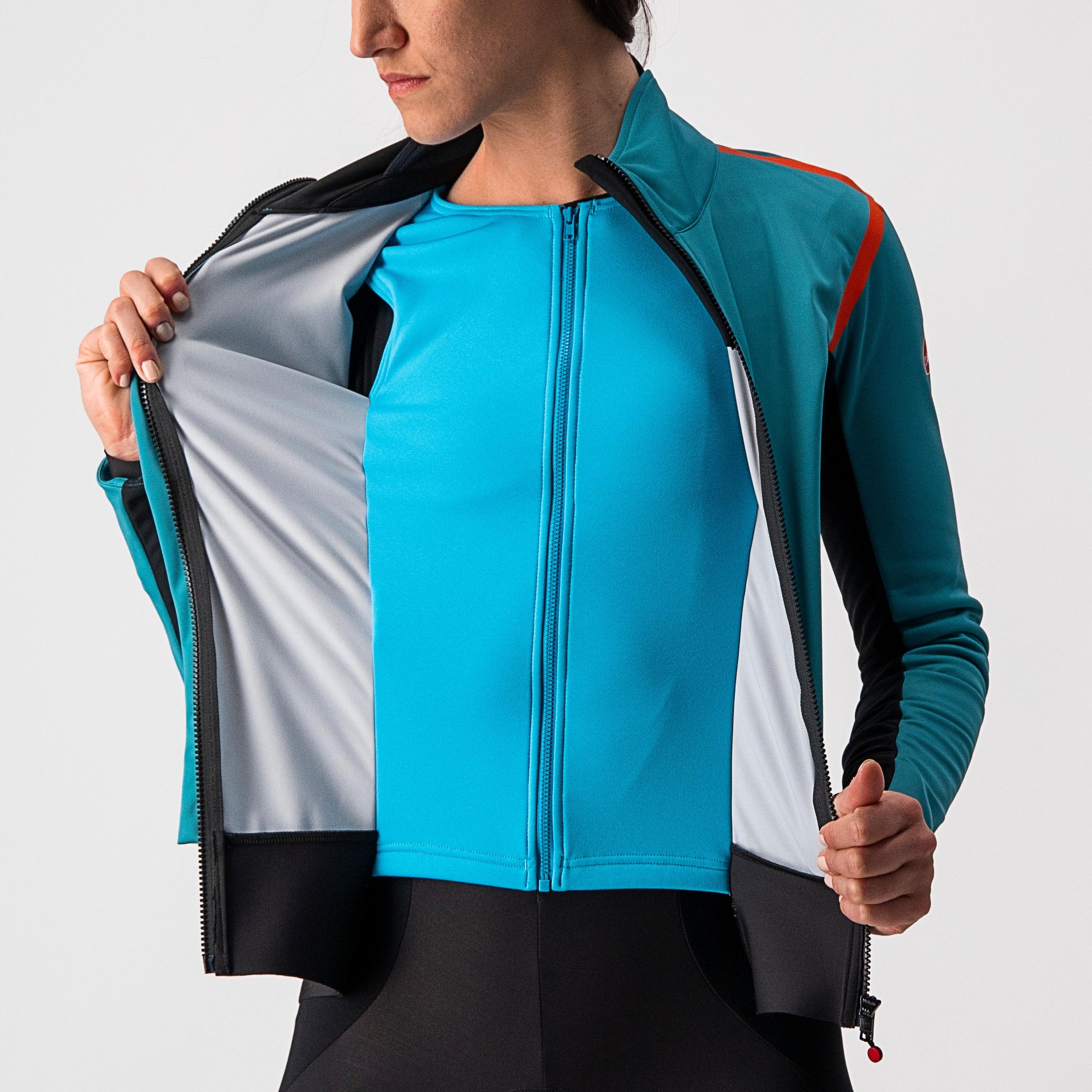 Alpha ros 2 w jacket - teal blue/fiery red-sky blue - castelli