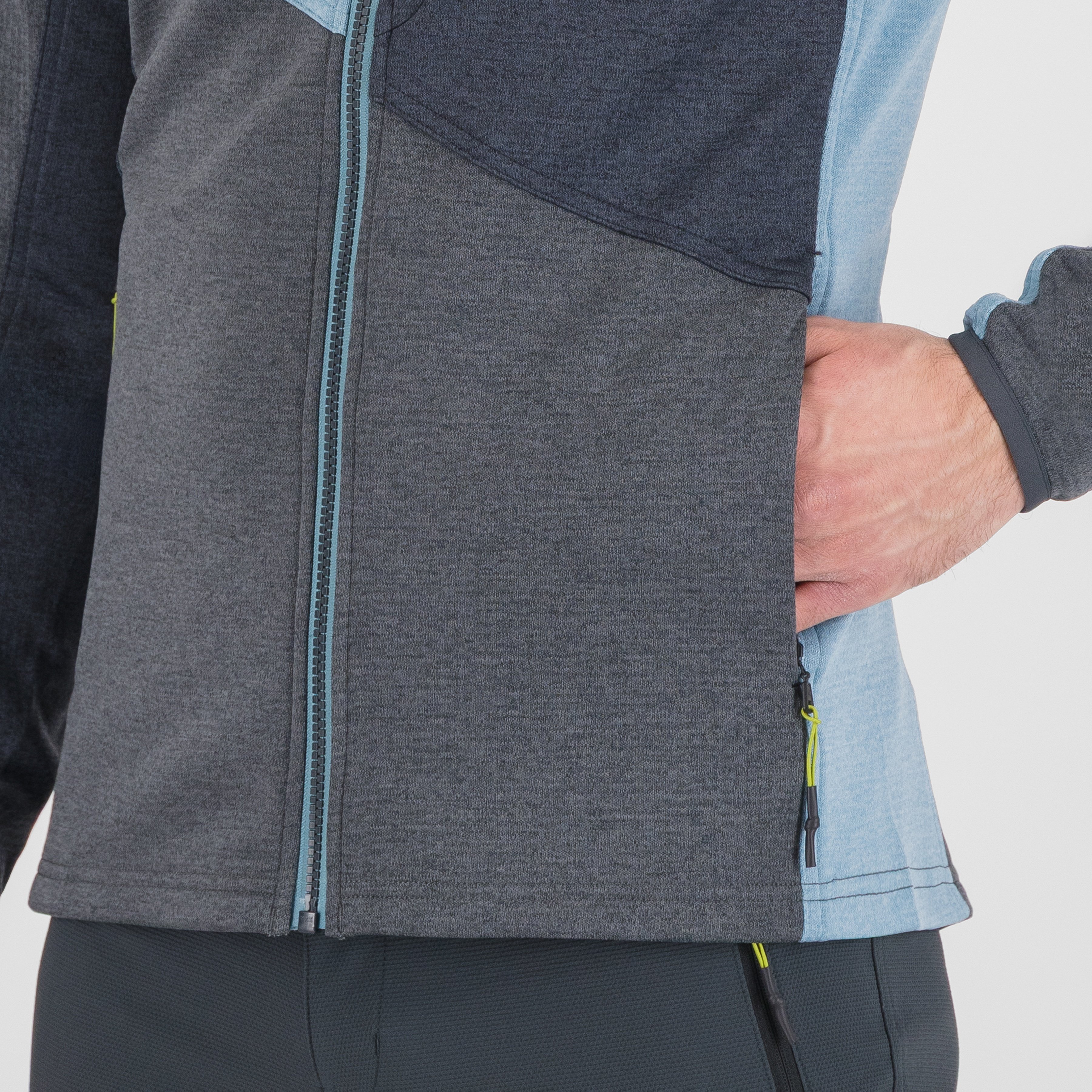 Federa full-zip fleece - woodl.gray/black/smoke blue - karpos