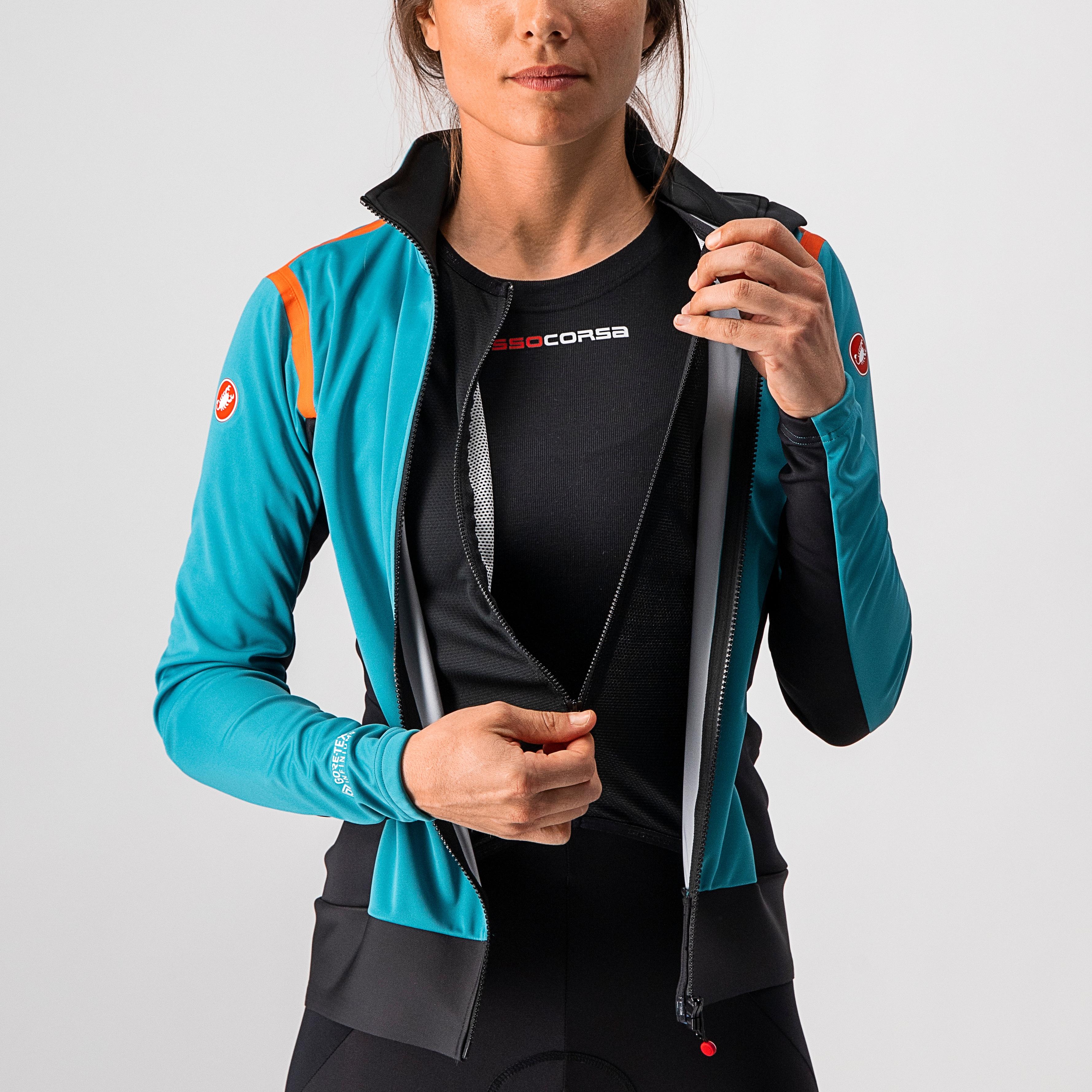 Alpha ros 2 w light jacket - teal blue/black-fiery red - castelli
