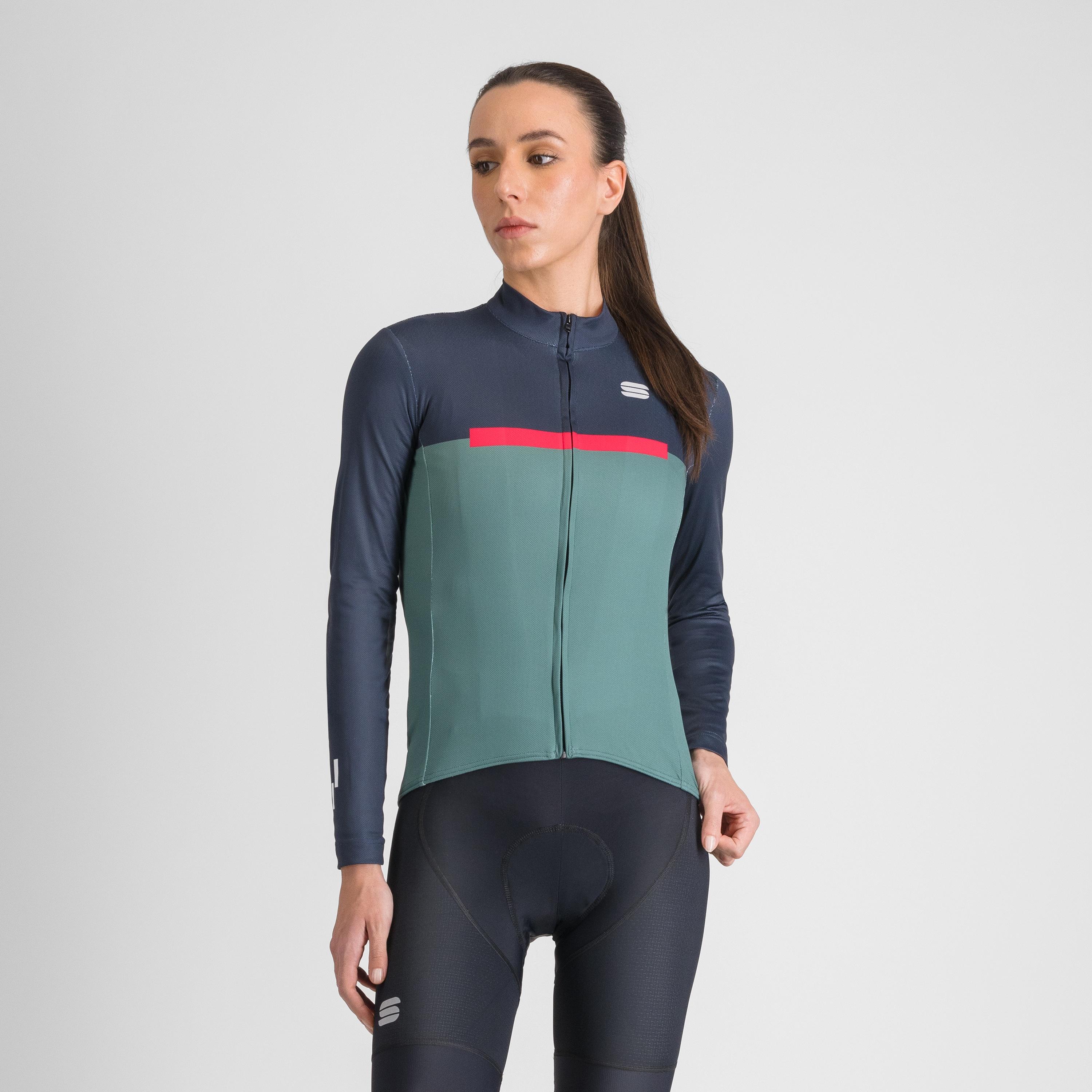 Pista w thermal jersey - shrub green blue pink - sportful