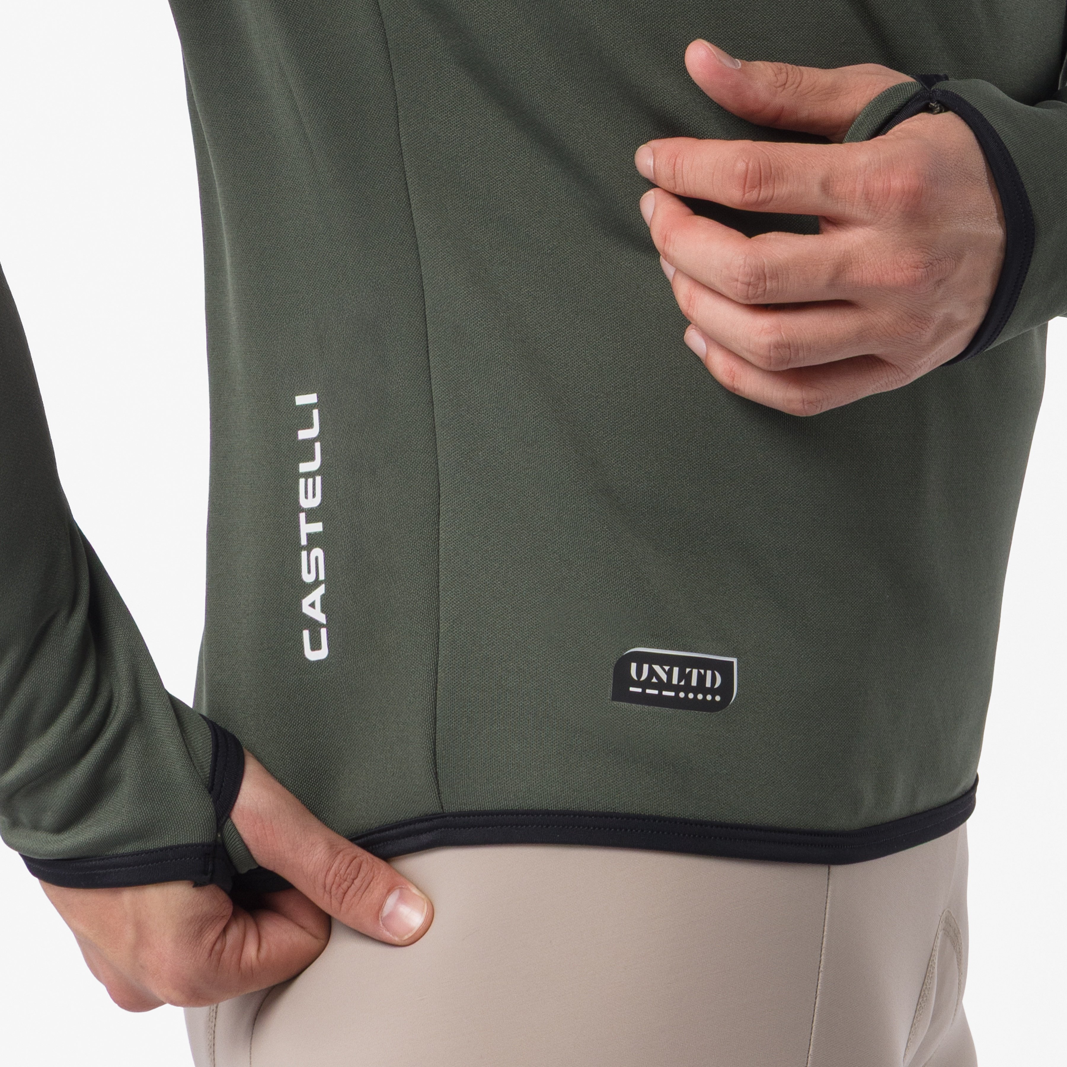 Unltd roam hoodie - military green/burnt orange - castelli