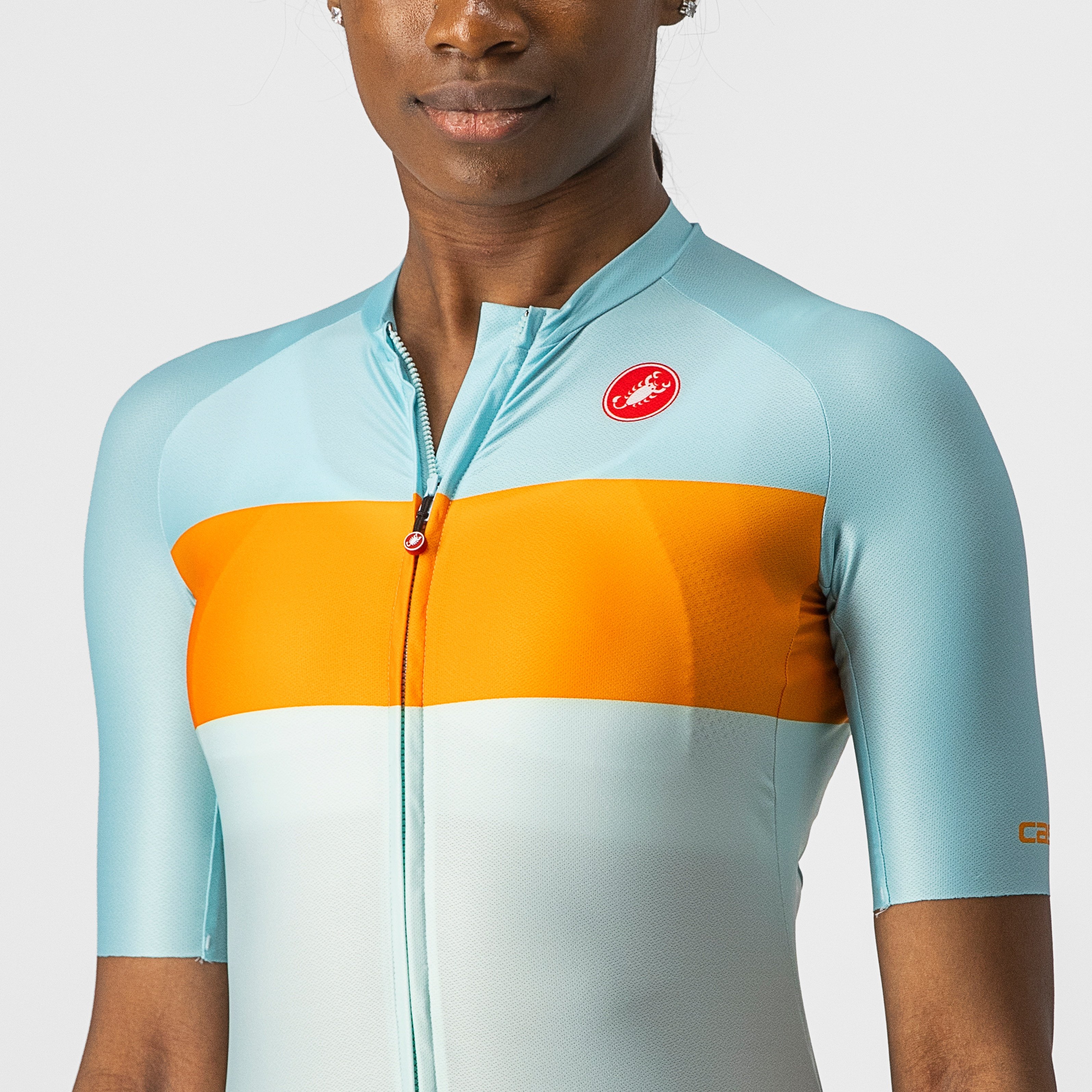 Aero pro w jersey - light acqua/pop orange-skyligh - castelli