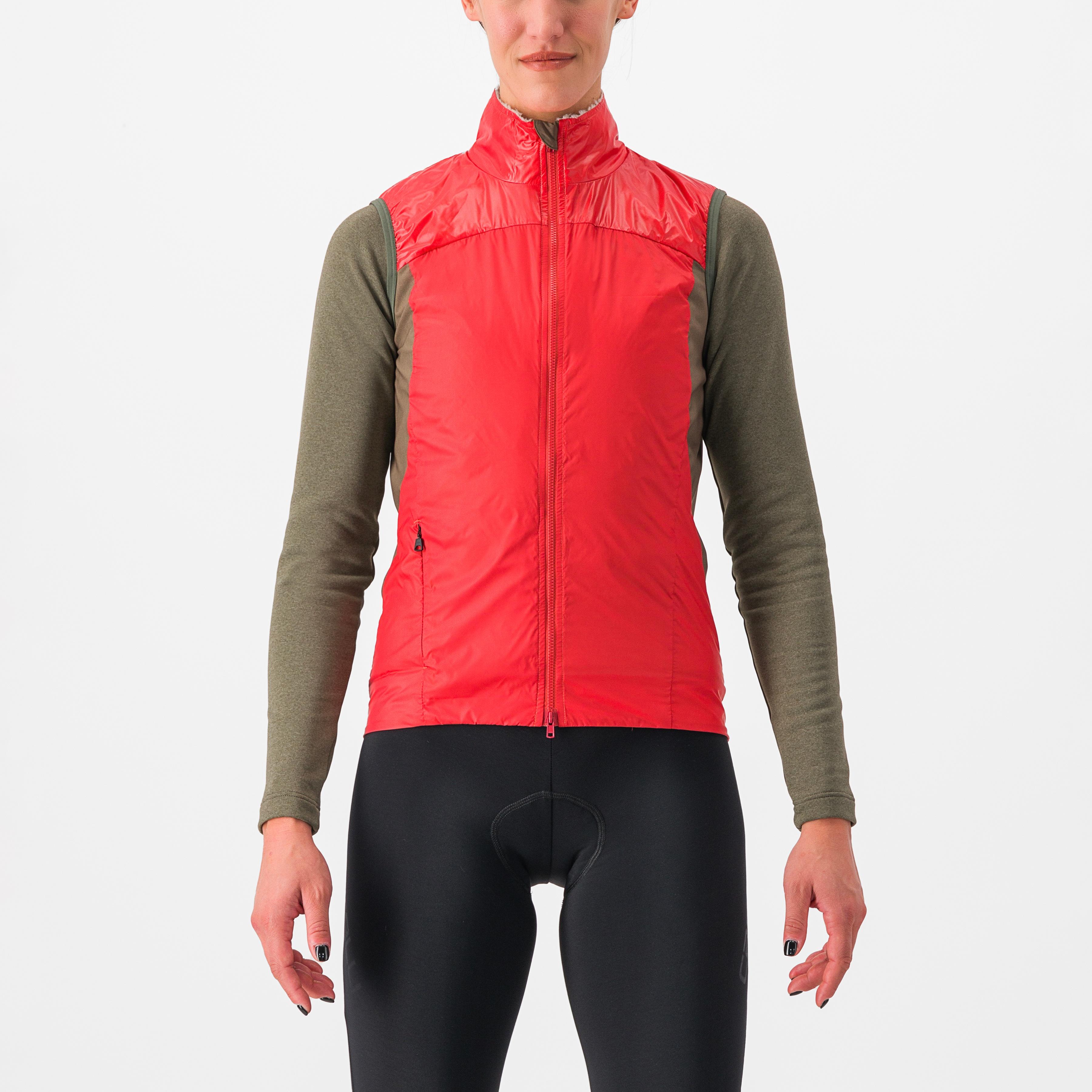Unlimited w puffy vest - mineral red/silver gray - castelli